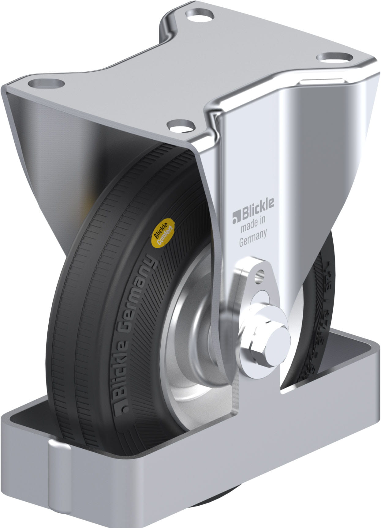 Bockrolle B-RD 125R-FS, Ø 125 mm, max. 120 kg, Stahlblech