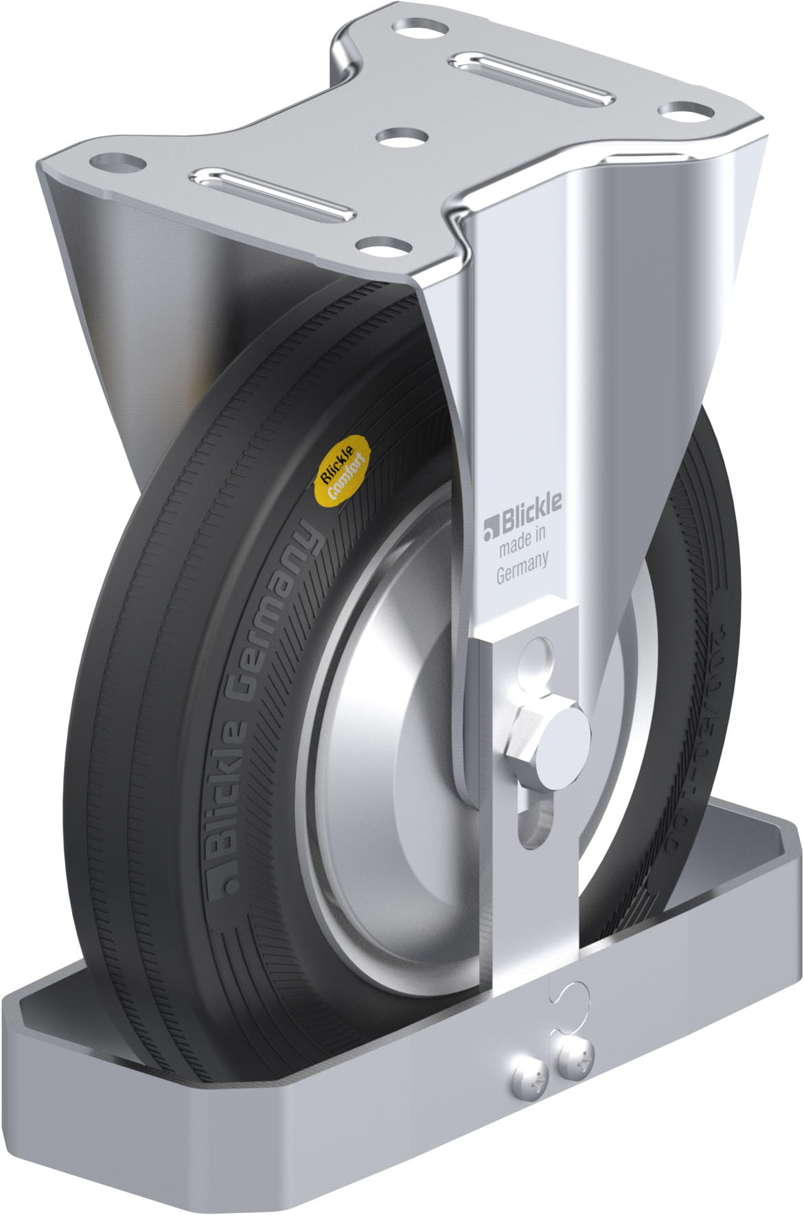 Bockrolle B-RD 202R-FA-FS, Ø 200 mm, max. 350 kg, Stahlblech