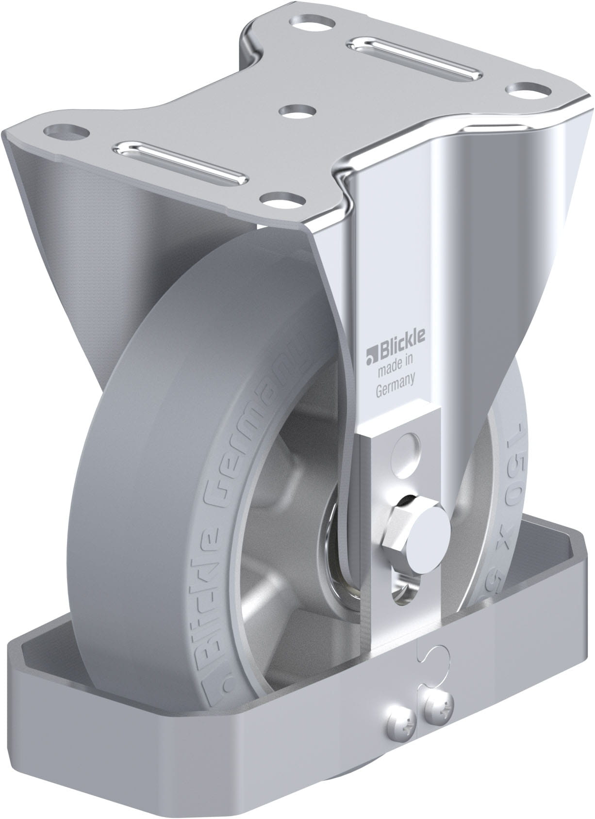 Bockrolle B-ALEV 150K-SG-FS, Ø 150 mm, max. 400 kg, Aluminium-Druckguss