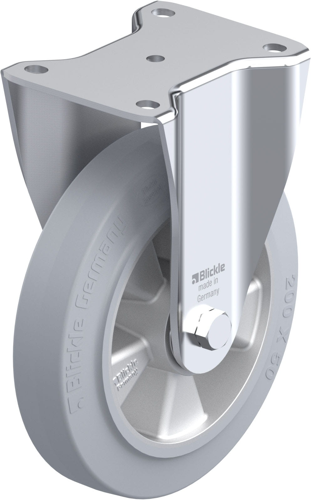Bockrolle BH-ALEV 200K-SG, Ø 200 mm, max. 500 kg, Aluminium-Druckguss
