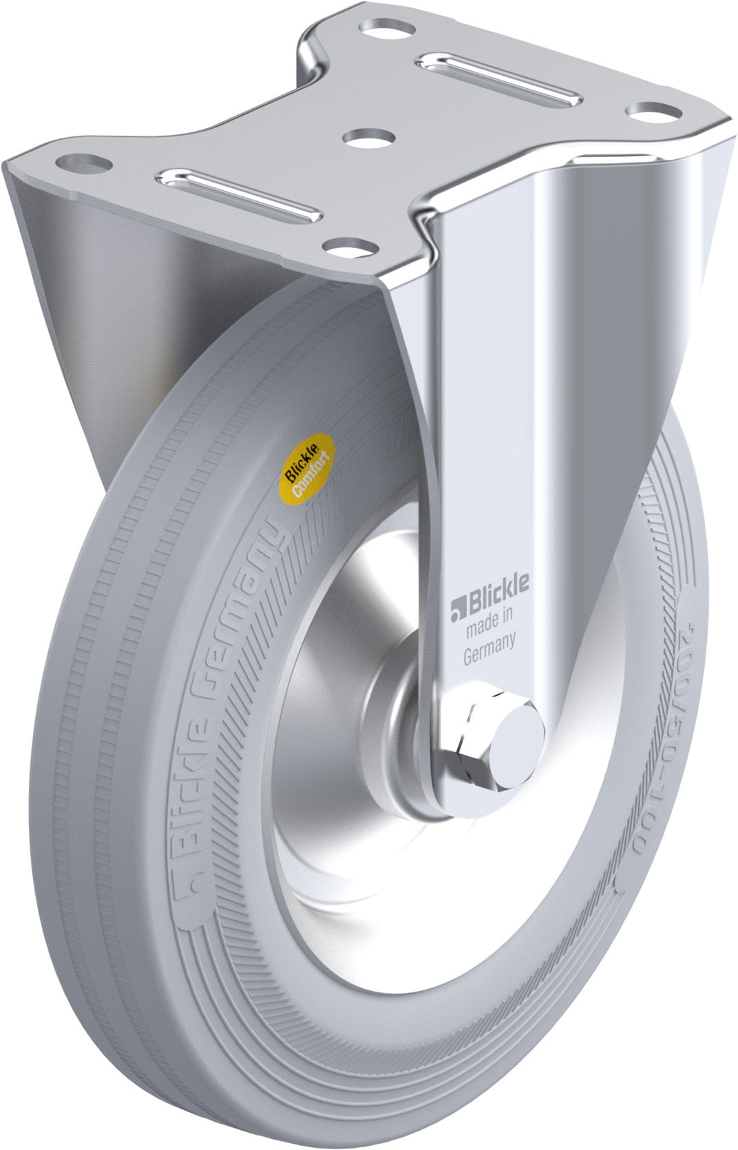 Bockrolle B-RD 202R-VLI, Ø 200 mm, max. 350 kg, Stahlblech