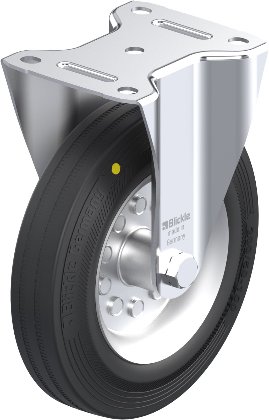 Bockrolle B-VE 200R-EL, Ø 200 mm, max. 205 kg, Stahlblech