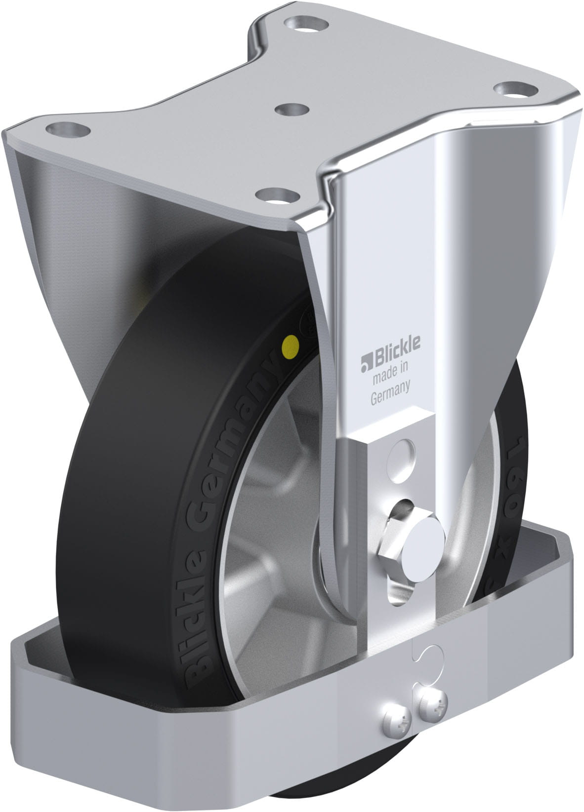 Bockrolle BH-ALEV 160K-EL-FS, Ø 160 mm, max. 400 kg, Aluminium-Druckguss