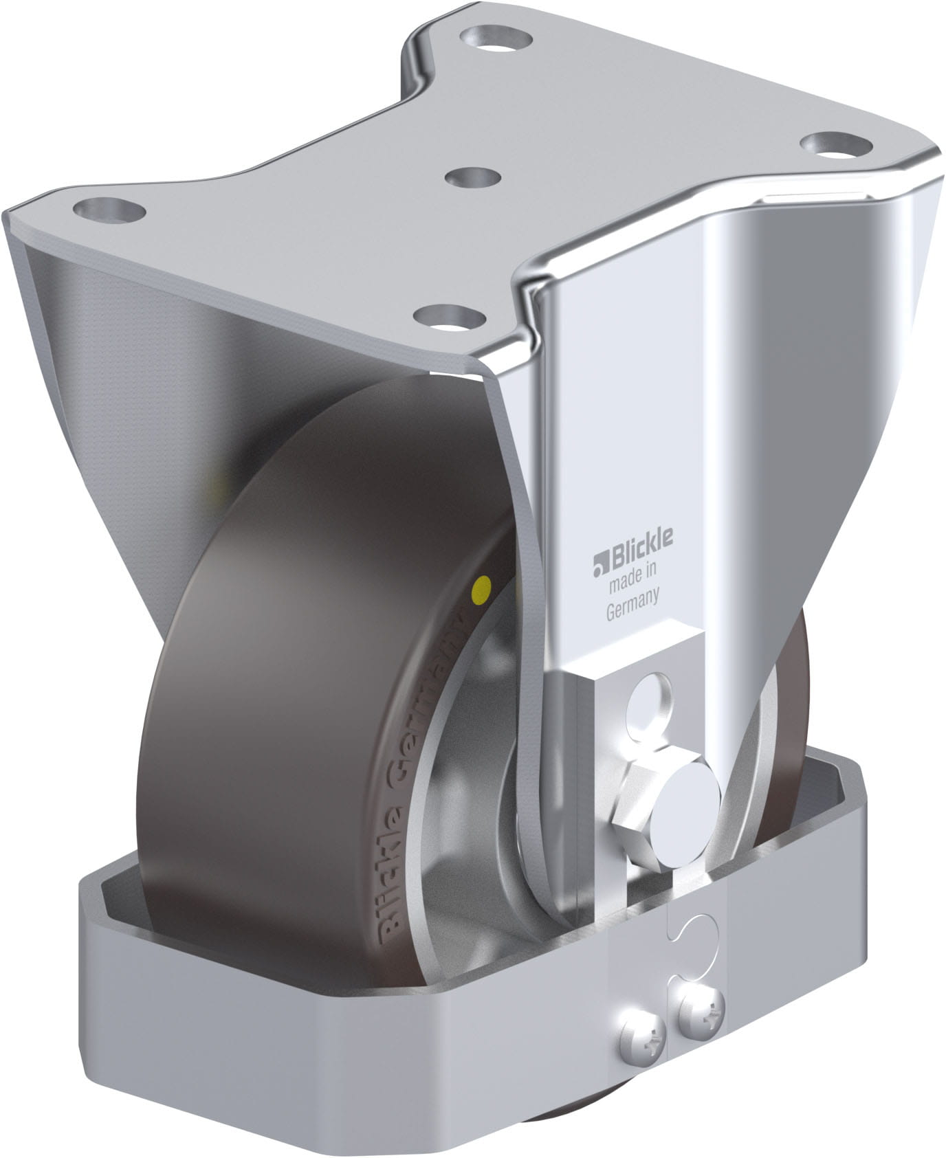 Bockrolle BH-ALST 127K-AS-FS, Ø 125 mm, max. 450 kg, Aluminium-Druckguss
