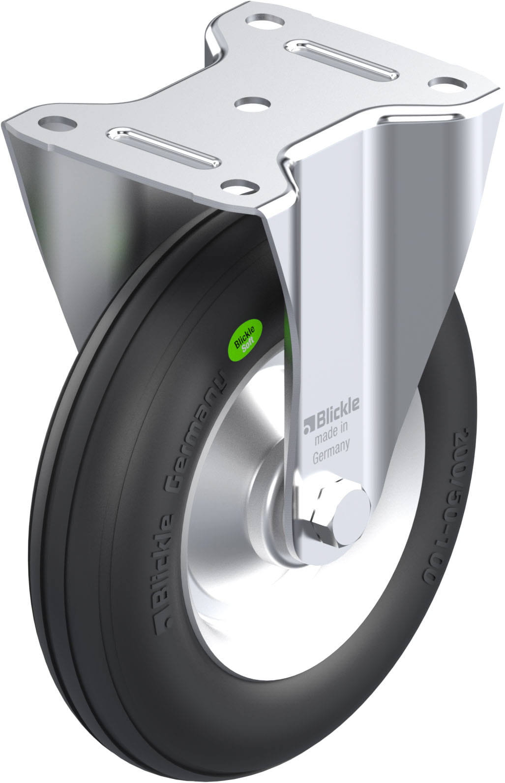 Bockrolle B-VW 202R, Ø 200 mm, max. 100 kg, Stahlblech