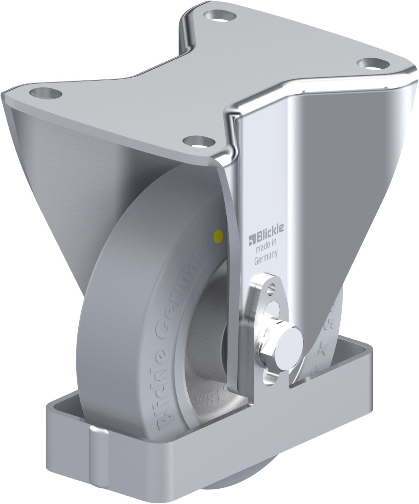 Bockrolle BH-ALEV 125K-3-SG-AS-FS, Ø 125 mm, max. 250 kg, Aluminium-Druckguss
