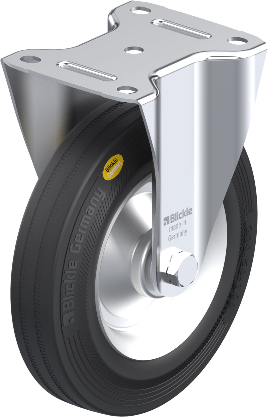 Bockrolle B-RD 202R, Ø 200 mm, max. 350 kg, Stahlblech