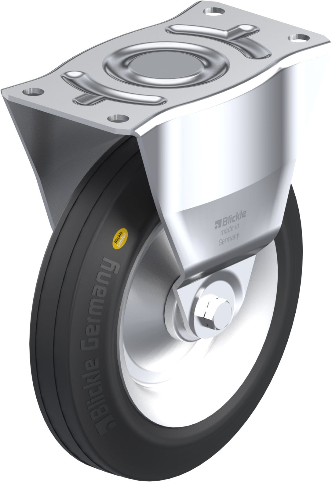 Bockrolle B-RD 252R, Ø 250 mm, max. 450 kg, Stahlblech