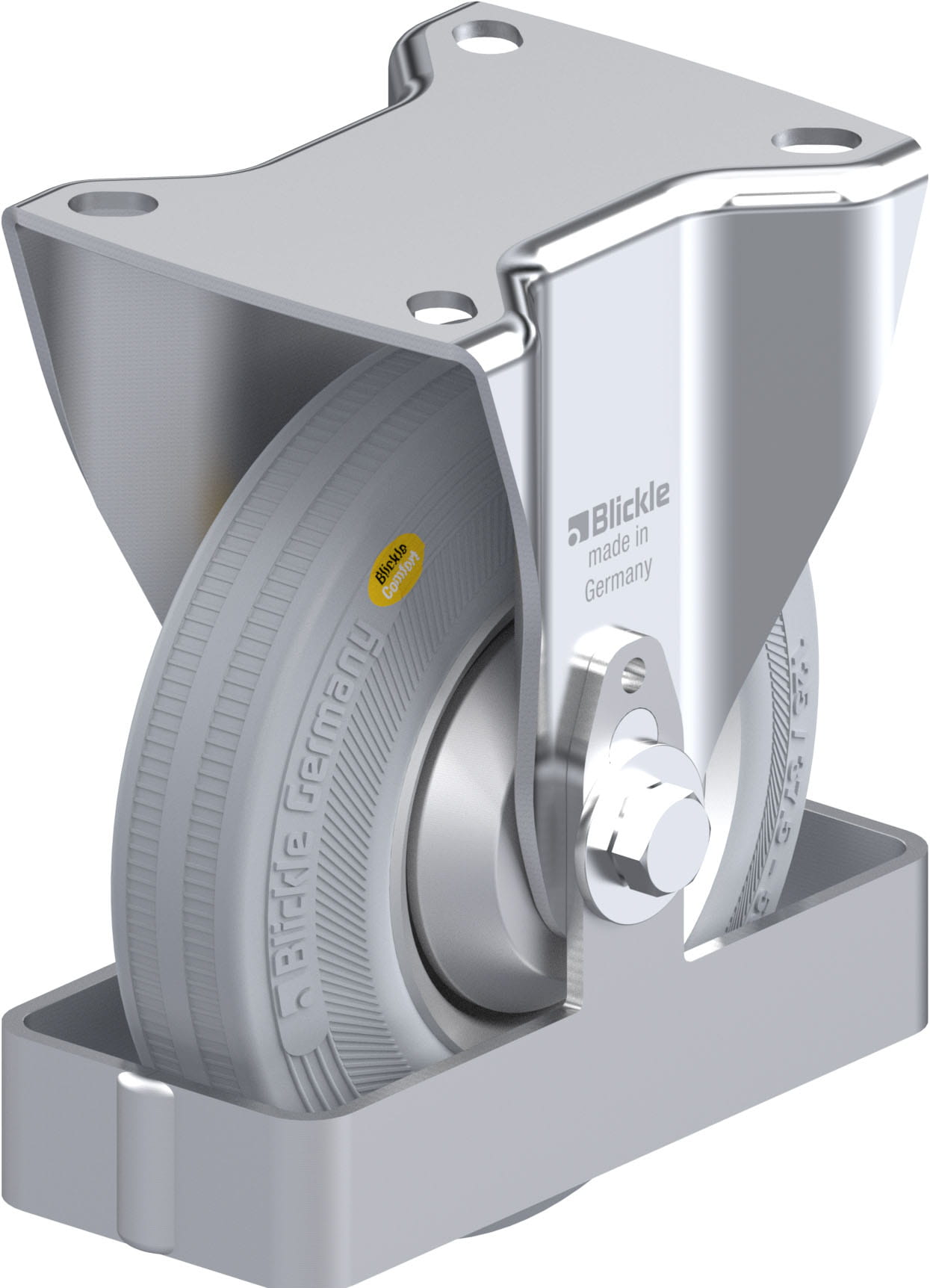 Bockrolle B-RD 125R-VLI-FA-FS, Ø 125 mm, max. 120 kg, Stahlblech