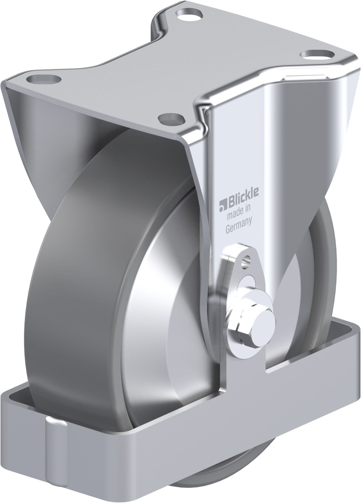 Bockrolle B-PO 125KA-ELS-FA-FS, Ø 125 mm, max. 250 kg, hochwertiges Polyamid 6
