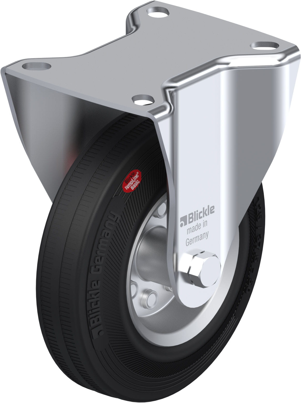 Bockrolle B-VEHI 125R, Ø 125 mm, max. 90 kg, Stahlblech