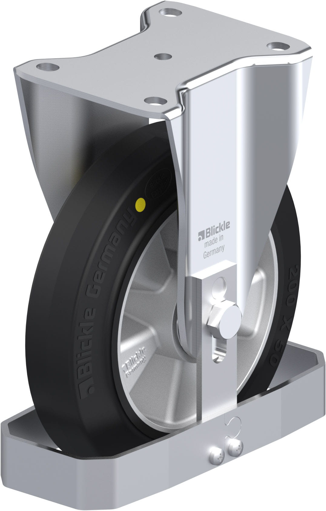 Bockrolle BH-ALEV 200K-EL-FS, Ø 200 mm, max. 500 kg, Aluminium-Druckguss