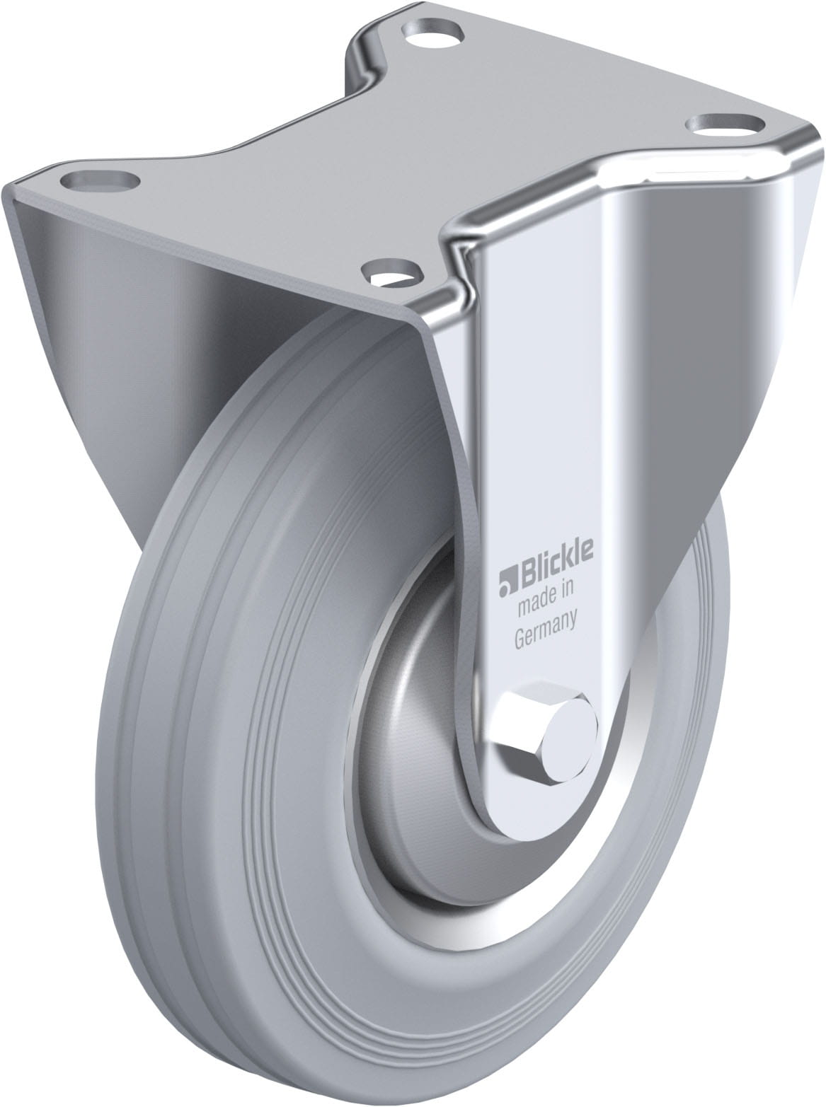 Bockrolle B-VE 125R-SG-FA, Ø 125 mm, max. 100 kg, Stahlblech