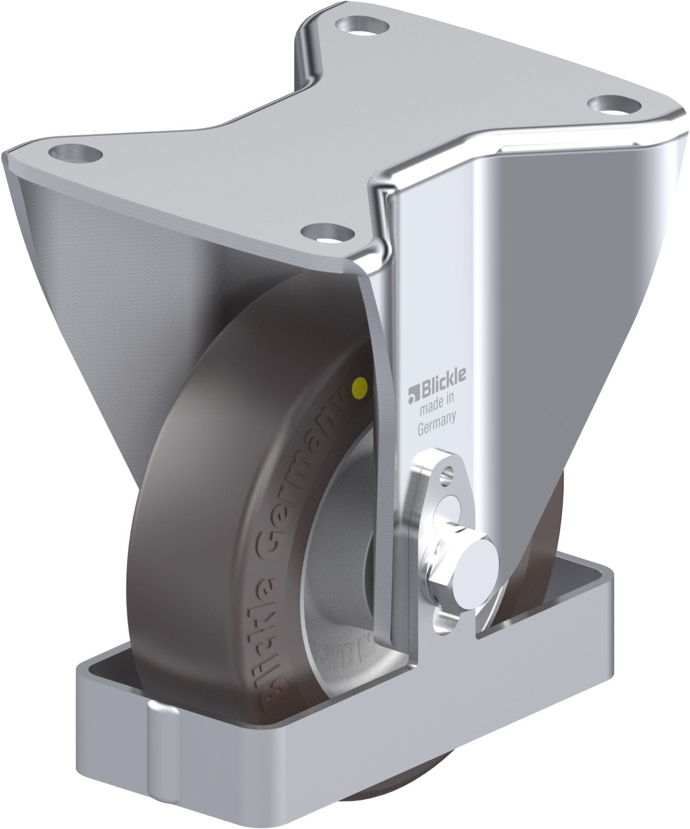 Bockrolle BH-ALST 125K-3-AS-FS, Ø 125 mm, max. 370 kg, Aluminium-Druckguss
