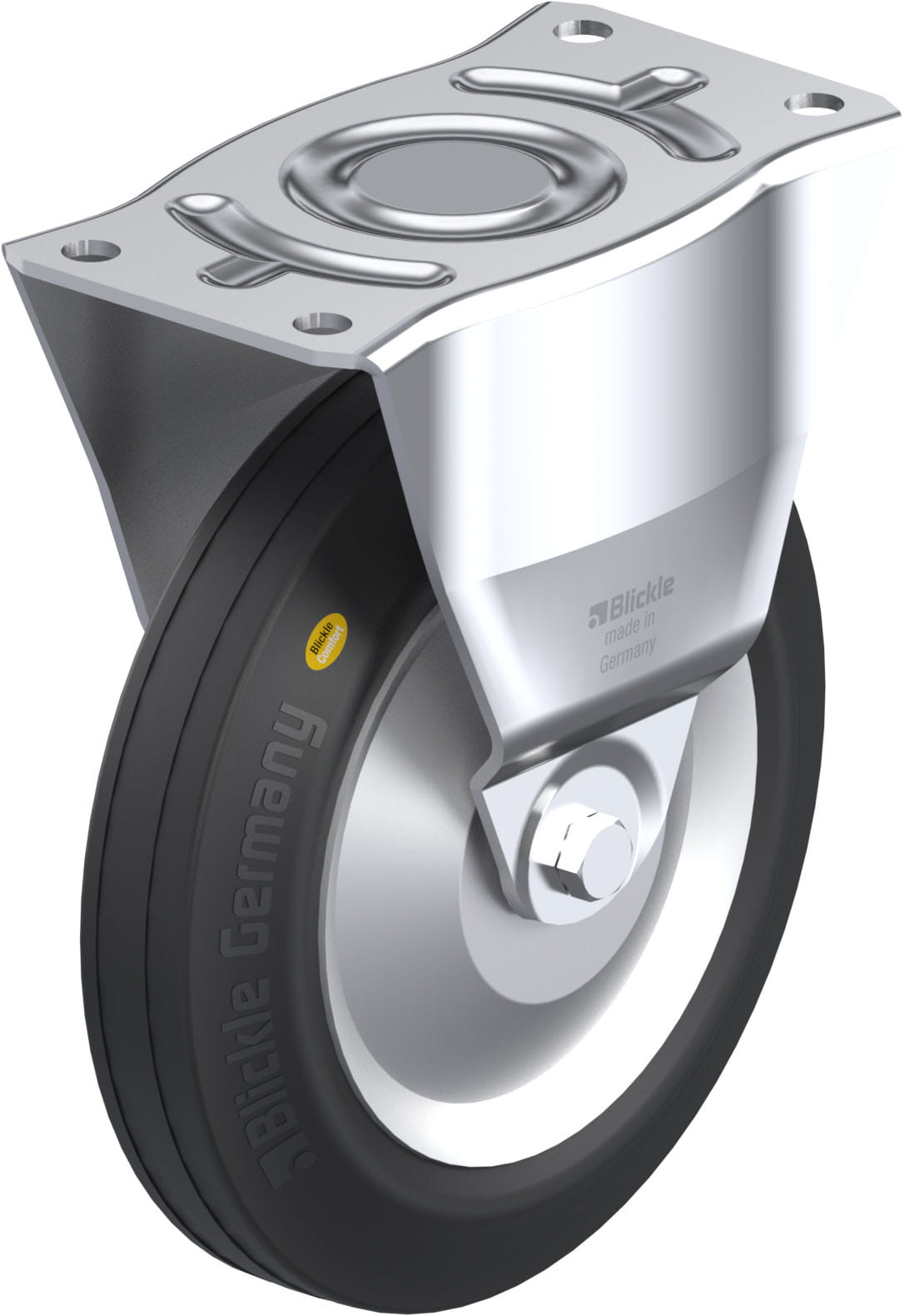 Bockrolle B-RD 252R-FA, Ø 250 mm, max. 450 kg, Stahlblech
