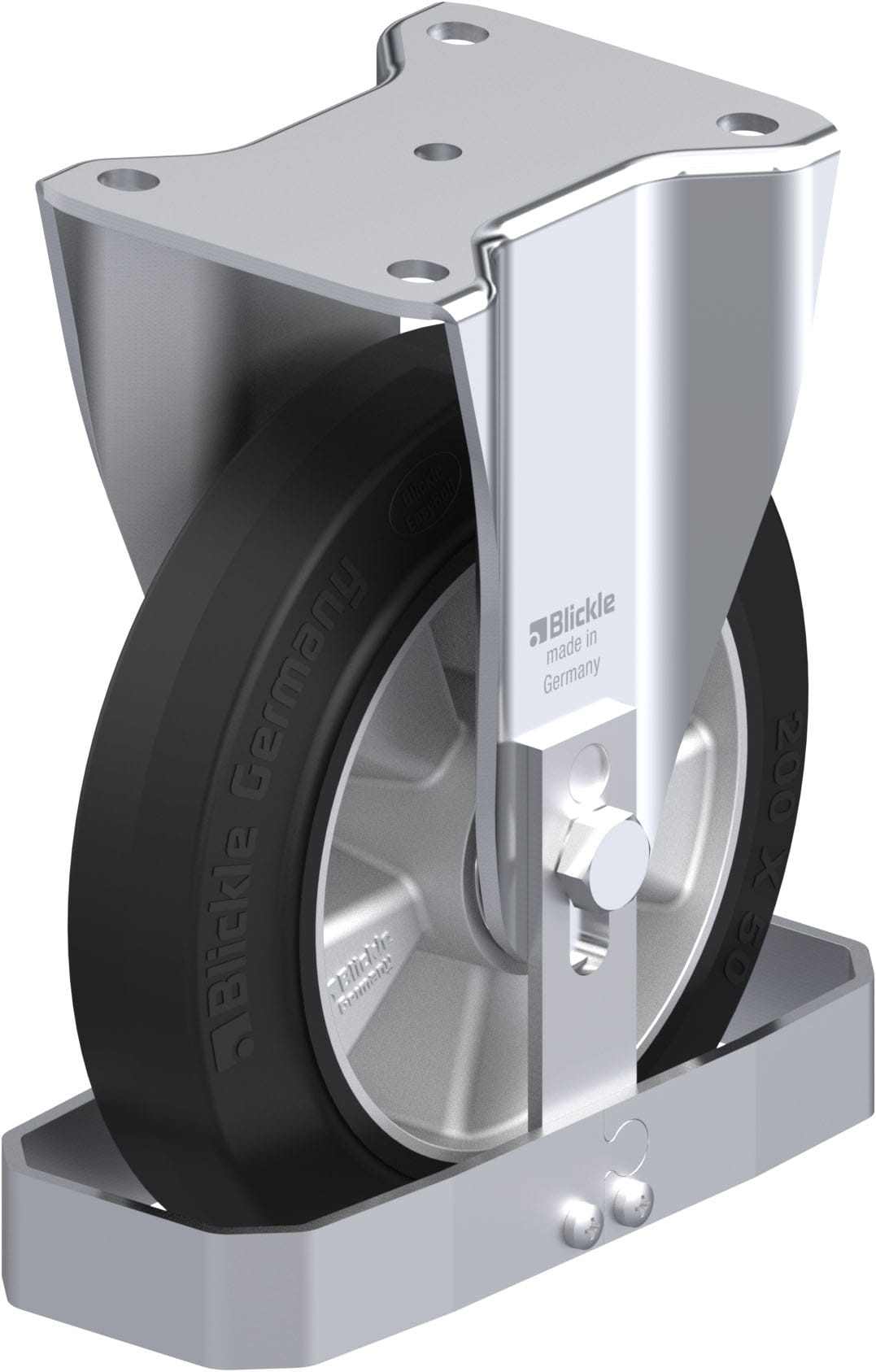 Bockrolle BH-ALEV 200K-FS, Ø 200 mm, max. 500 kg, Aluminium-Druckguss