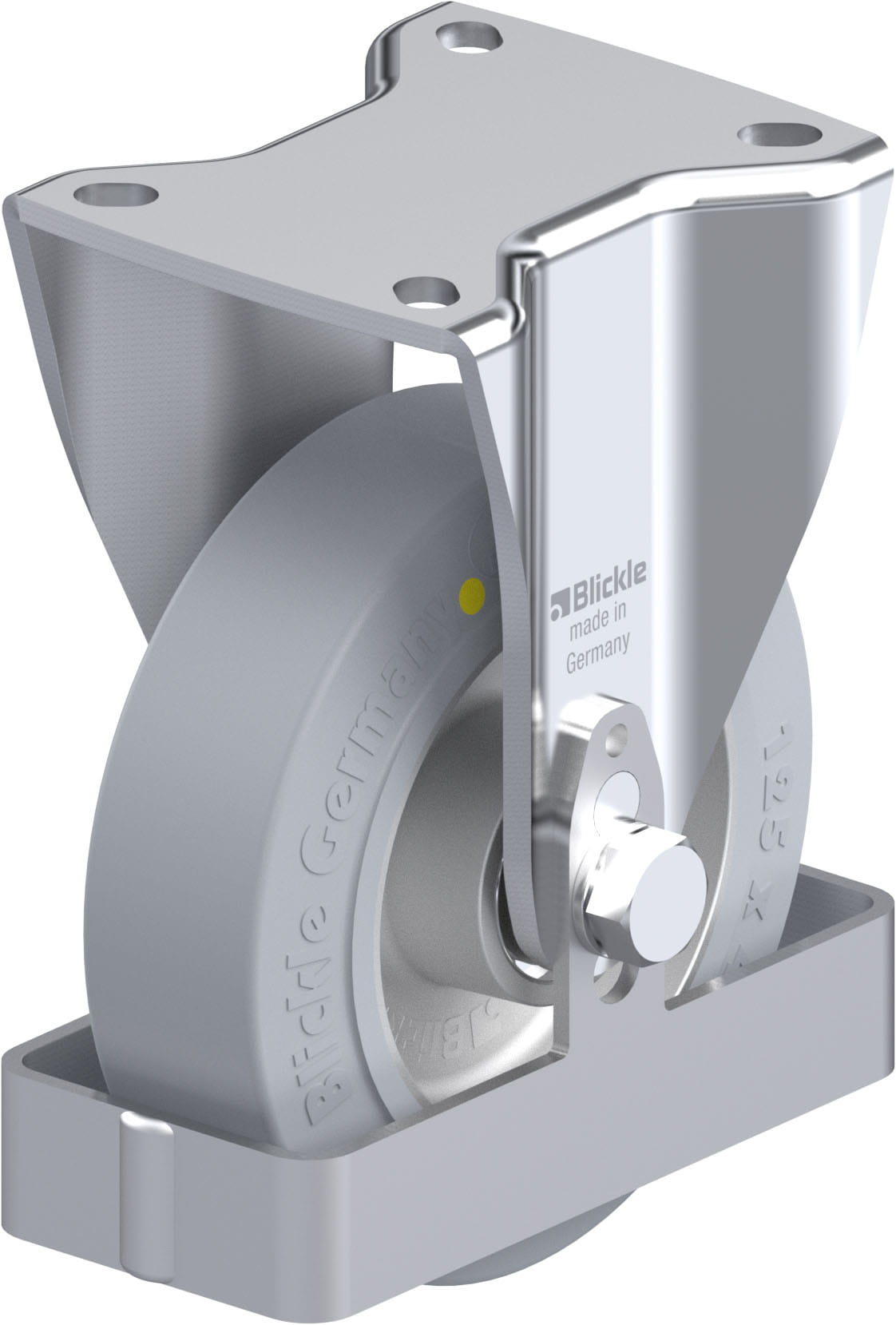 Bockrolle BH-ALEV 125K-1-SG-AS-FS, Ø 125 mm, max. 250 kg, Aluminium-Druckguss