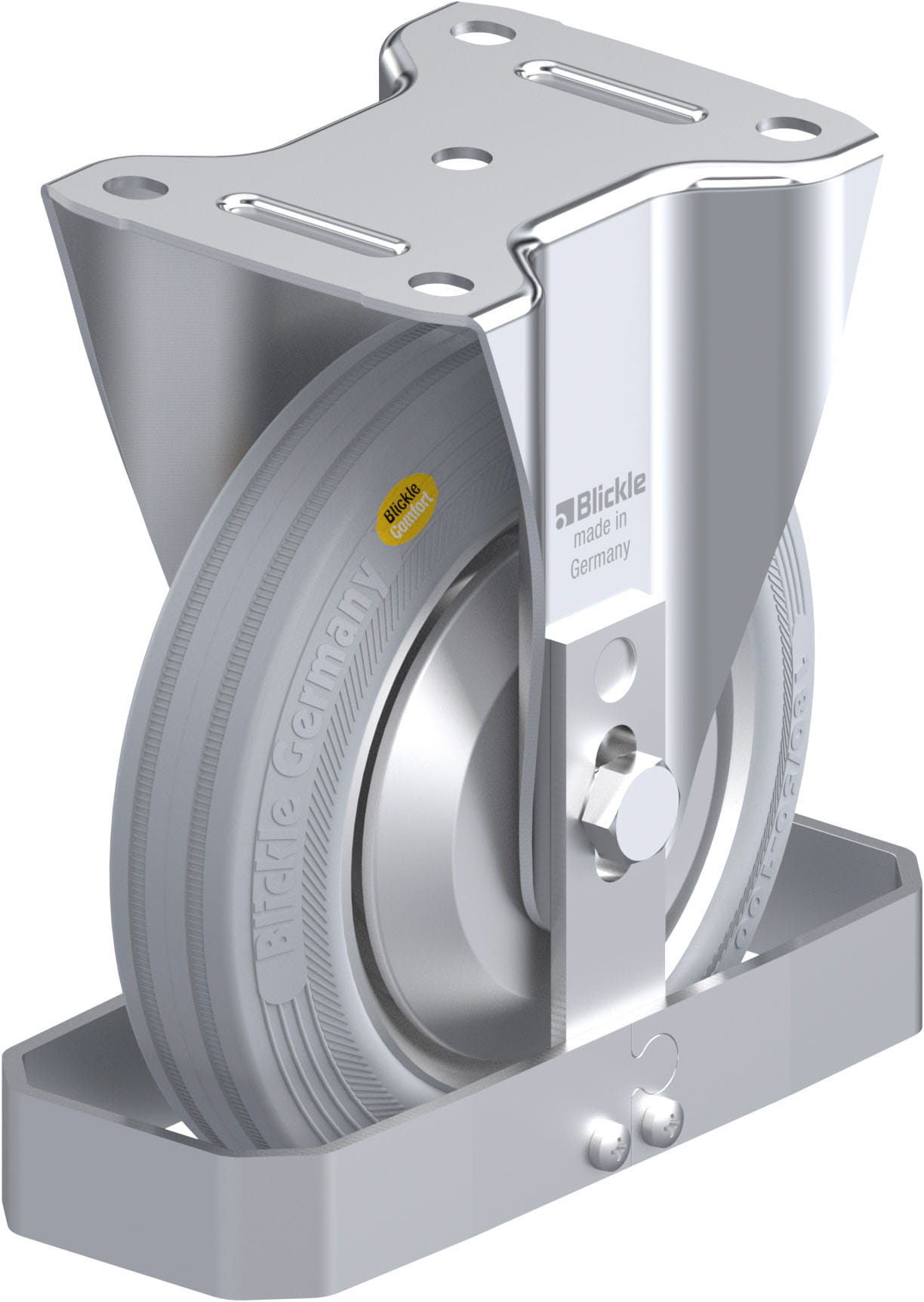 Bockrolle B-RD 182R-VLI-FA-FS, Ø 180 mm, max. 300 kg, Stahlblech