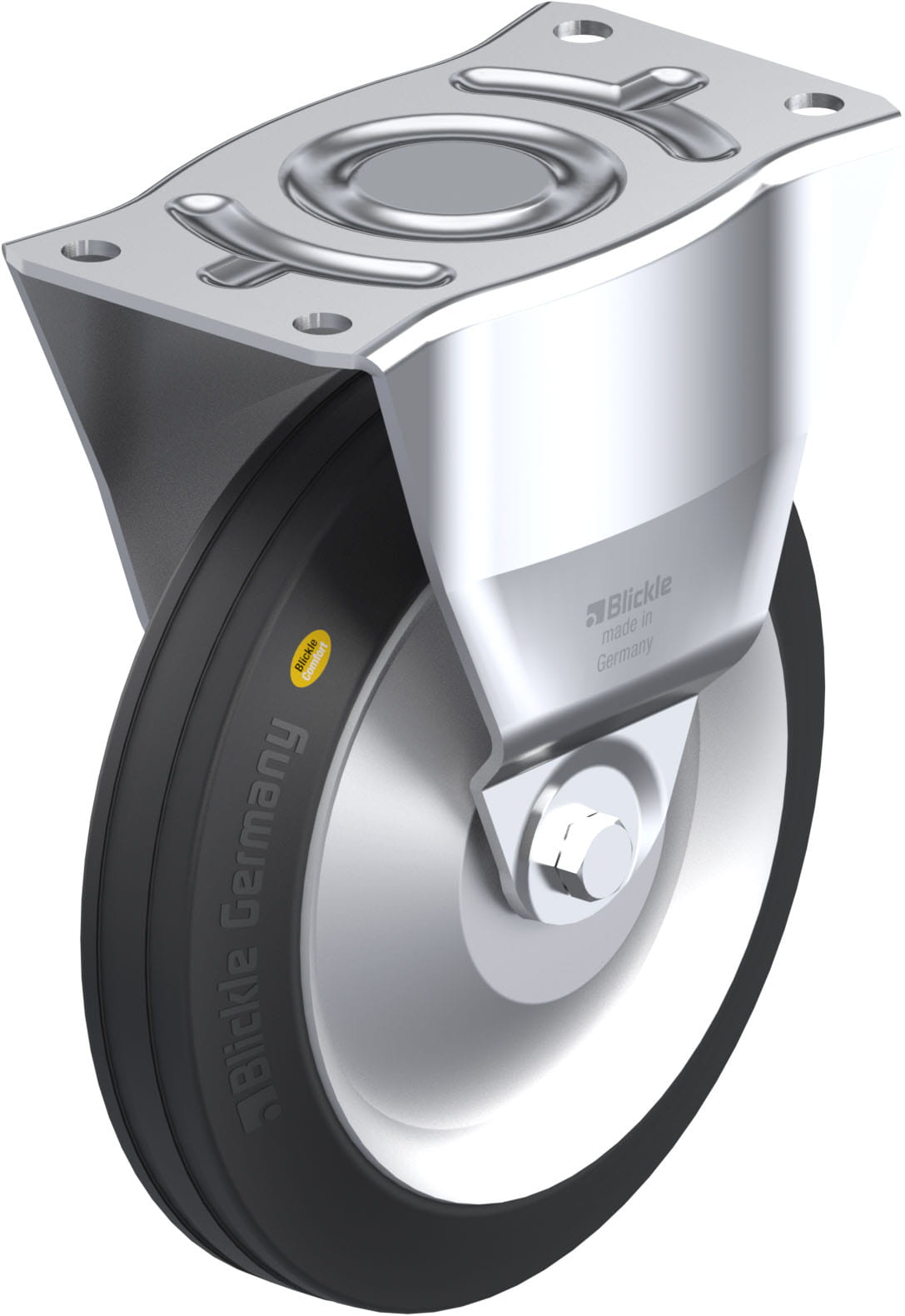 Bockrolle B-RD 250K-FA, Ø 250 mm, max. 450 kg, Stahlblech