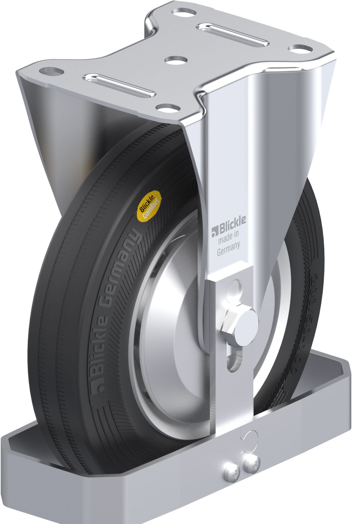 Bockrolle B-RD 200K-FA-FS, Ø 200 mm, max. 350 kg, Stahlblech