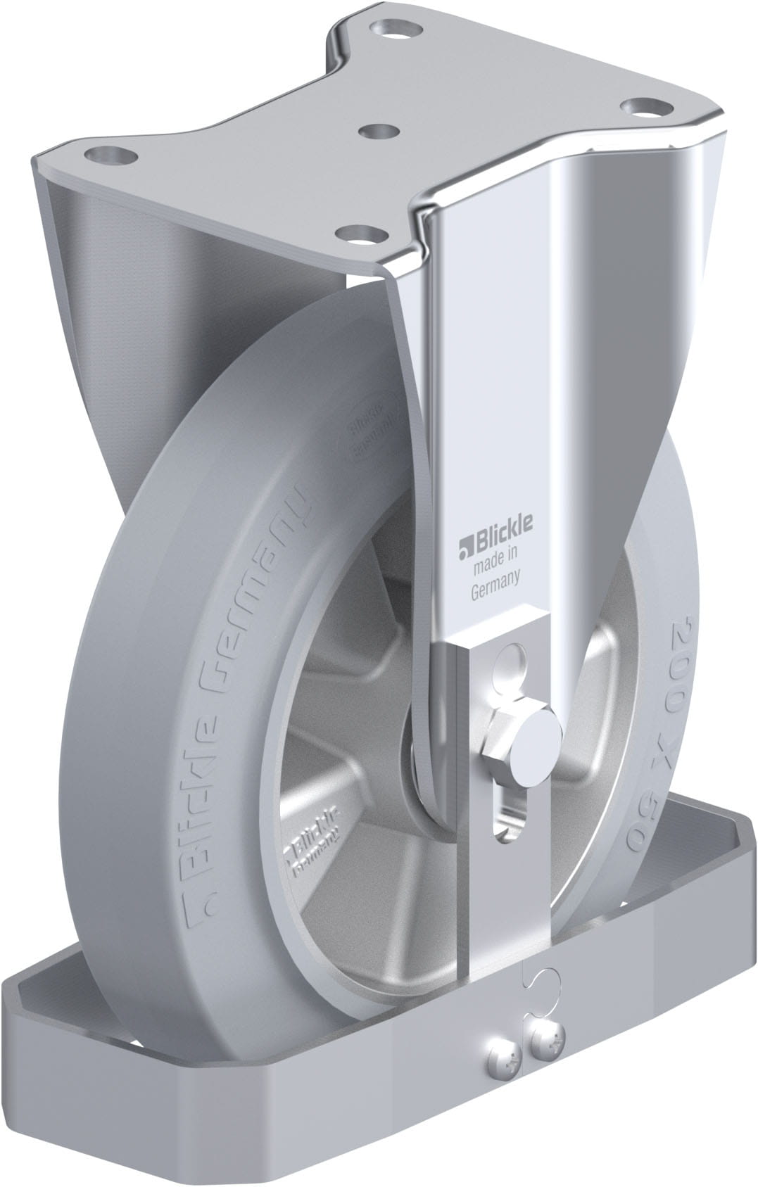 Bockrolle BH-ALEV 200K-SG-FS, Ø 200 mm, max. 500 kg, Aluminium-Druckguss