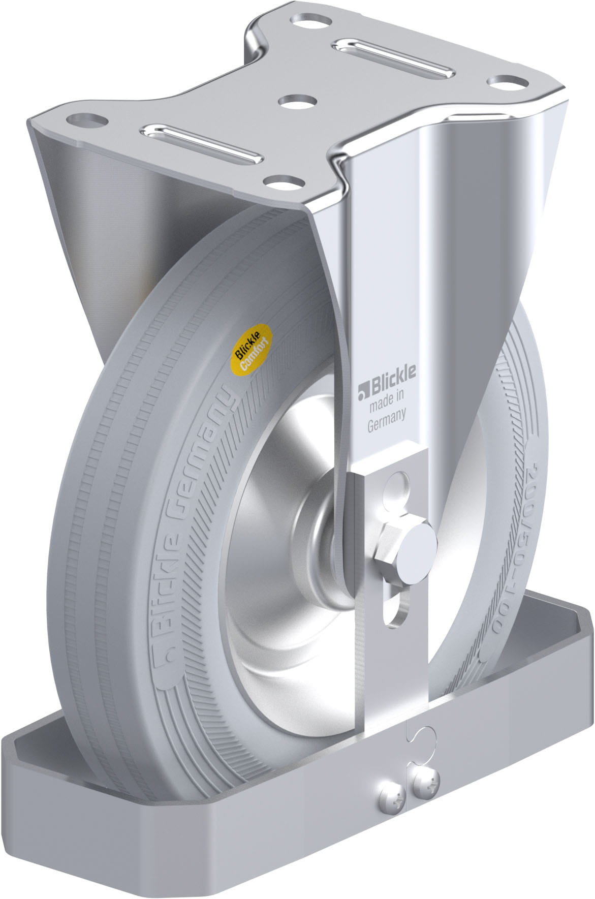 Bockrolle B-RD 202R-VLI-FS, Ø 200 mm, max. 350 kg, Stahlblech