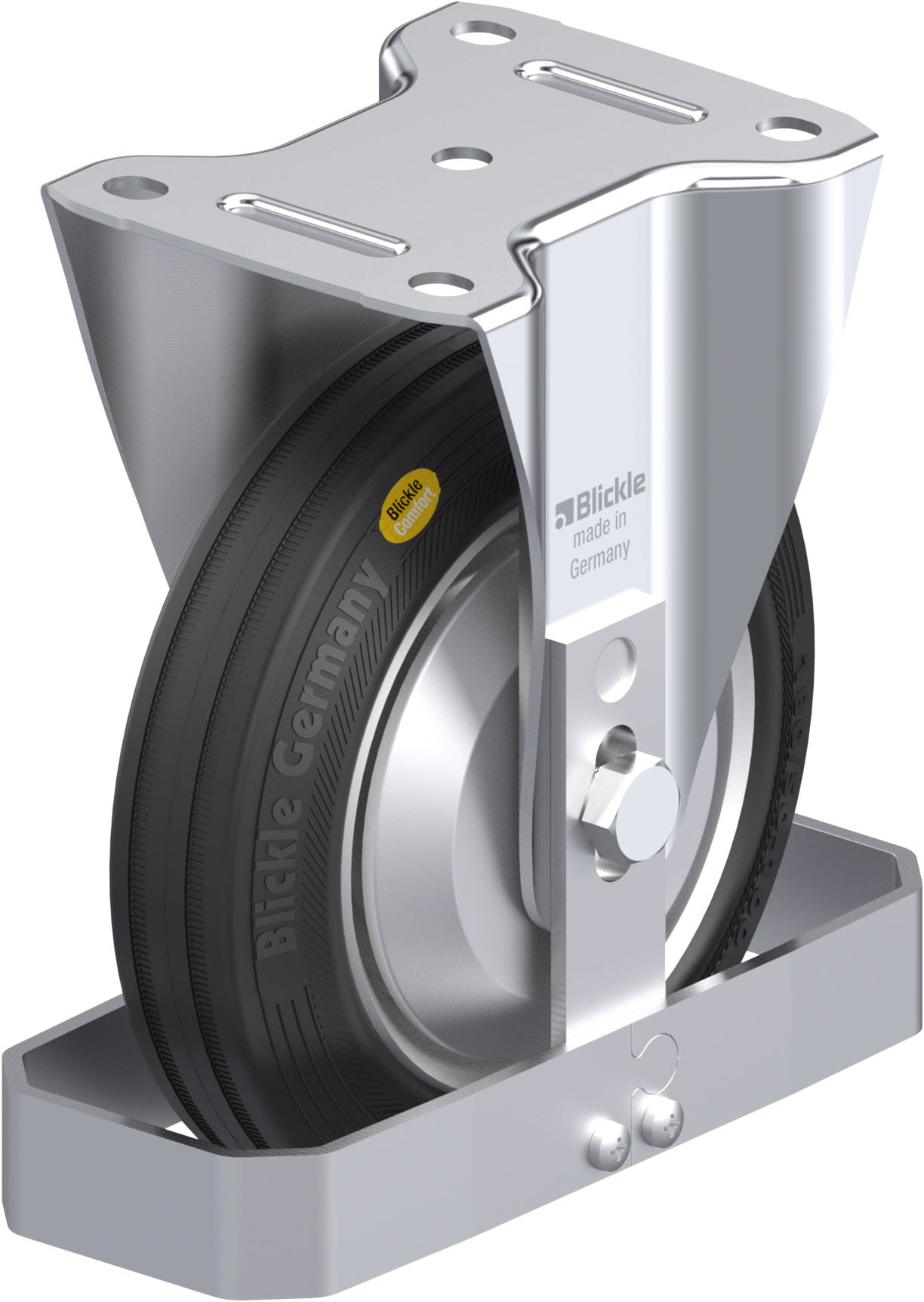 Bockrolle B-RD 182R-FA-FS, Ø 180 mm, max. 300 kg, Stahlblech