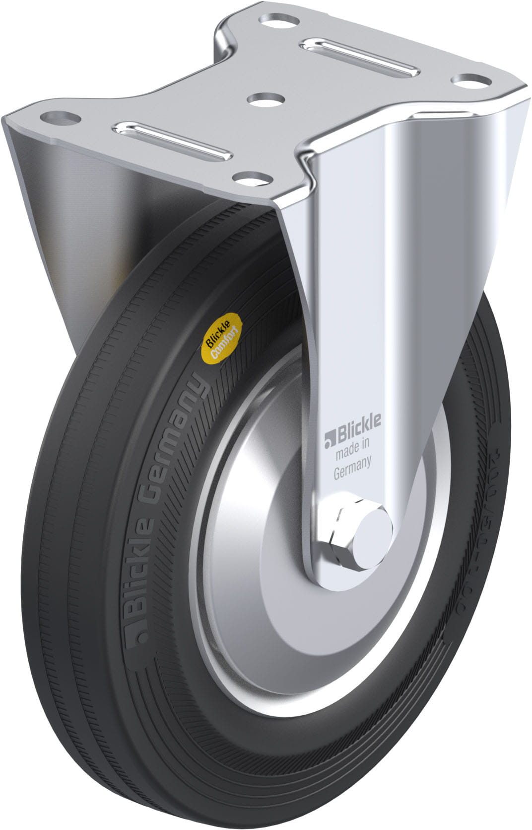 Bockrolle B-RD 202R-FA, Ø 200 mm, max. 350 kg, Stahlblech