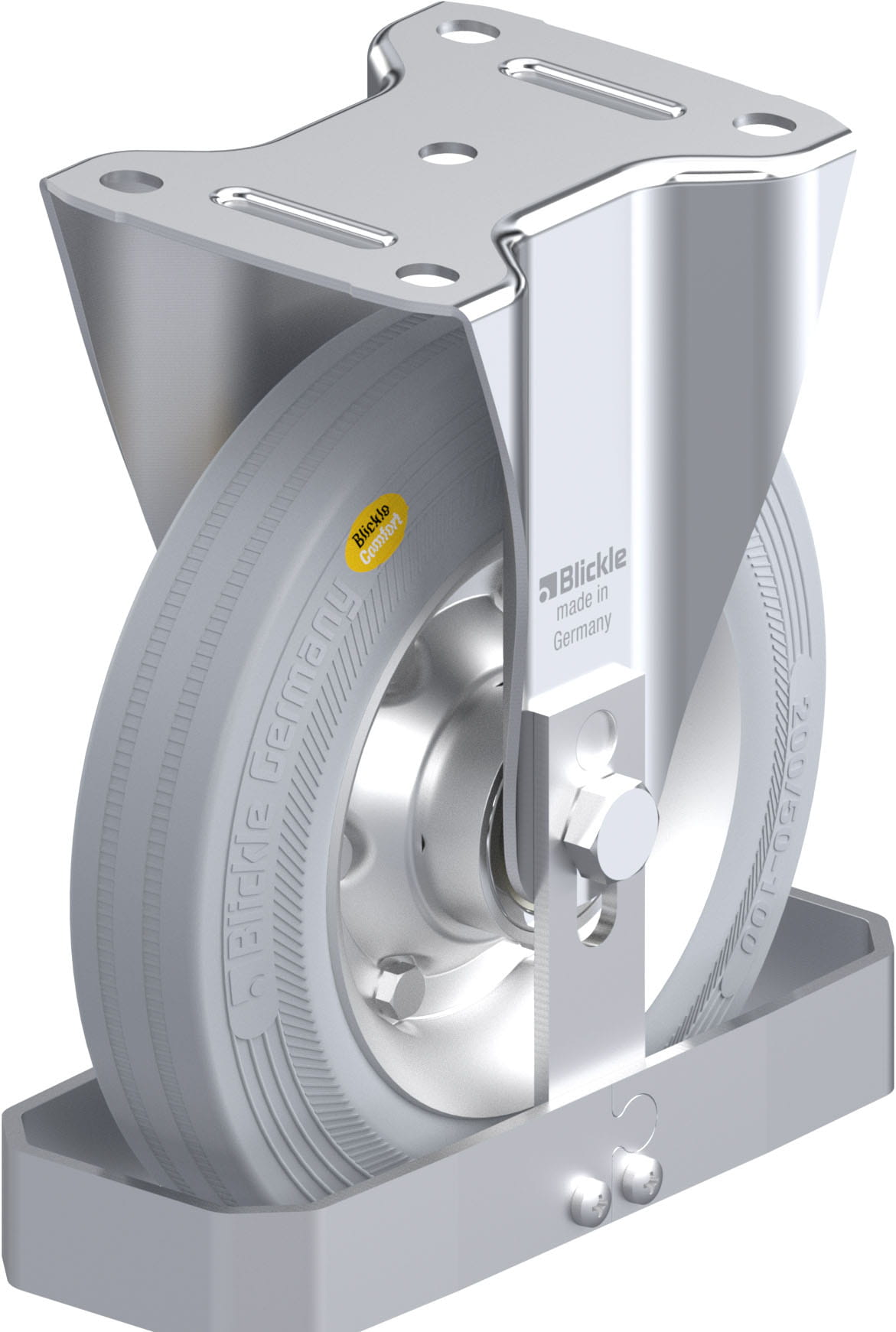 Bockrolle B-RD 200K-VLI-FS, Ø 200 mm, max. 350 kg, Stahlblech