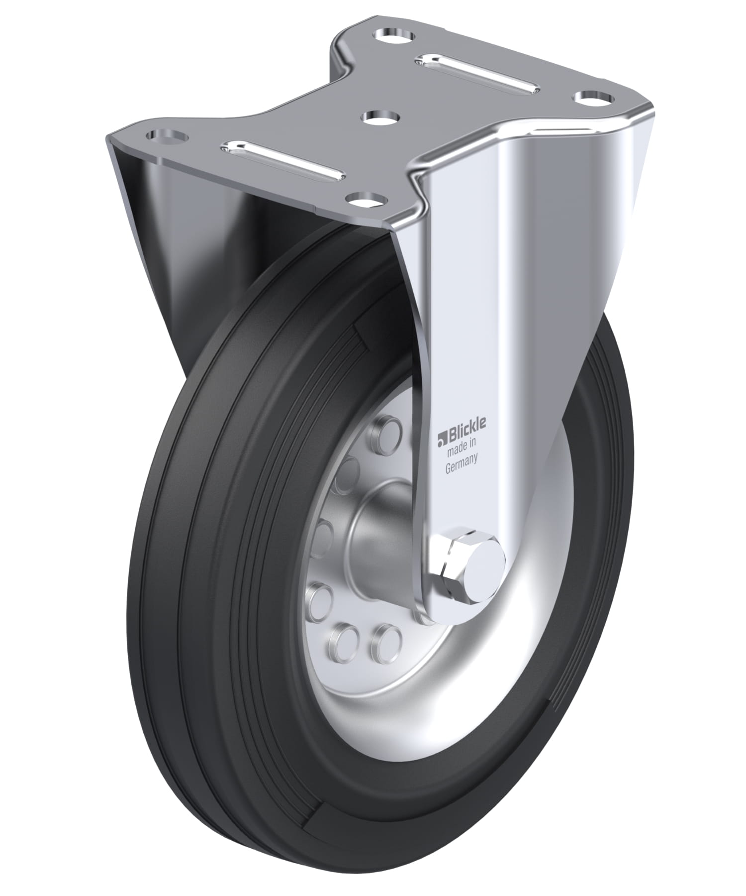 Bockrolle B-VE 200R, Ø 200 mm, max. 205 kg, Stahlblech