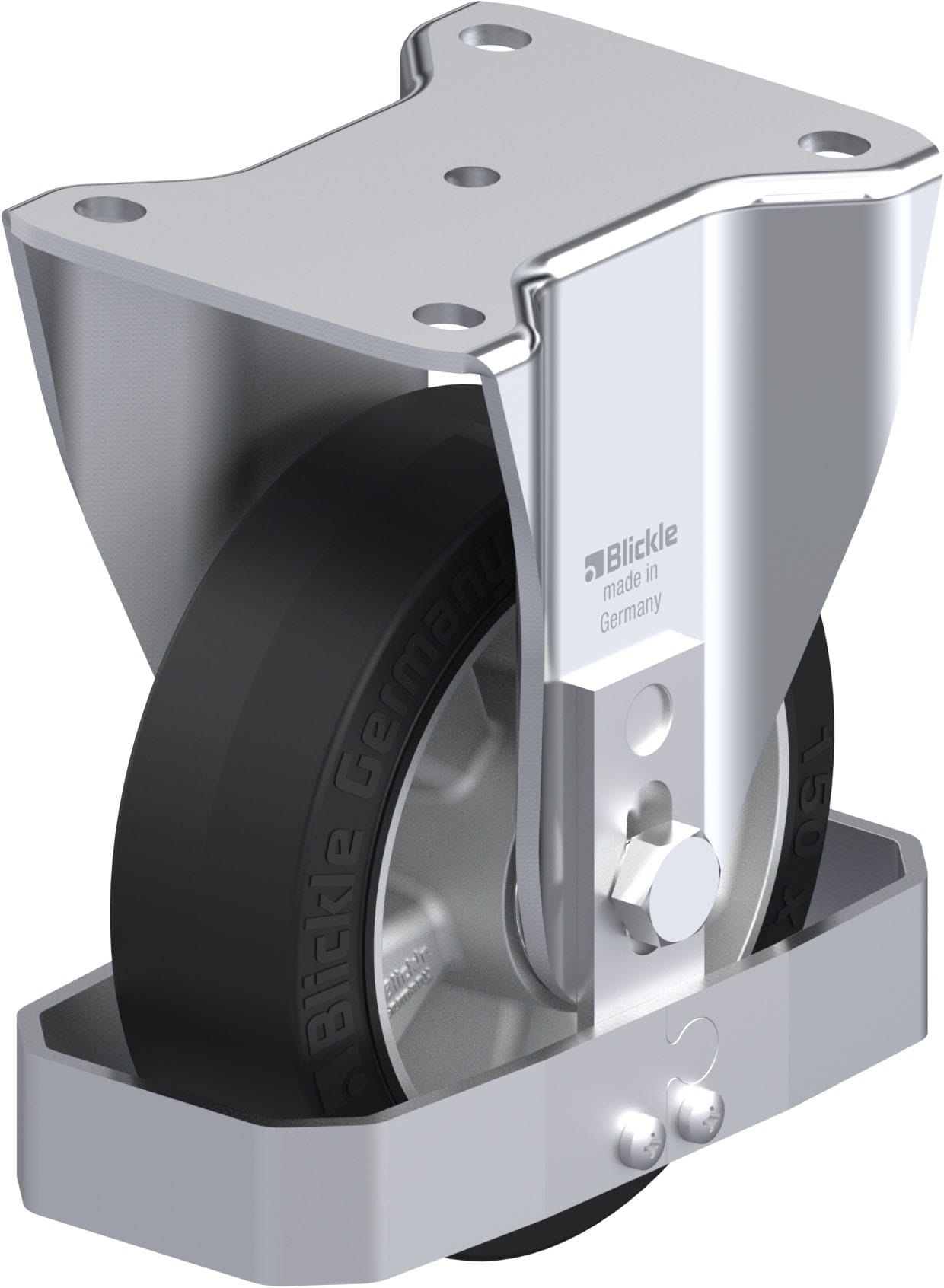 Bockrolle BH-ALEV 150K-FS, Ø 150 mm, max. 400 kg, Aluminium-Druckguss
