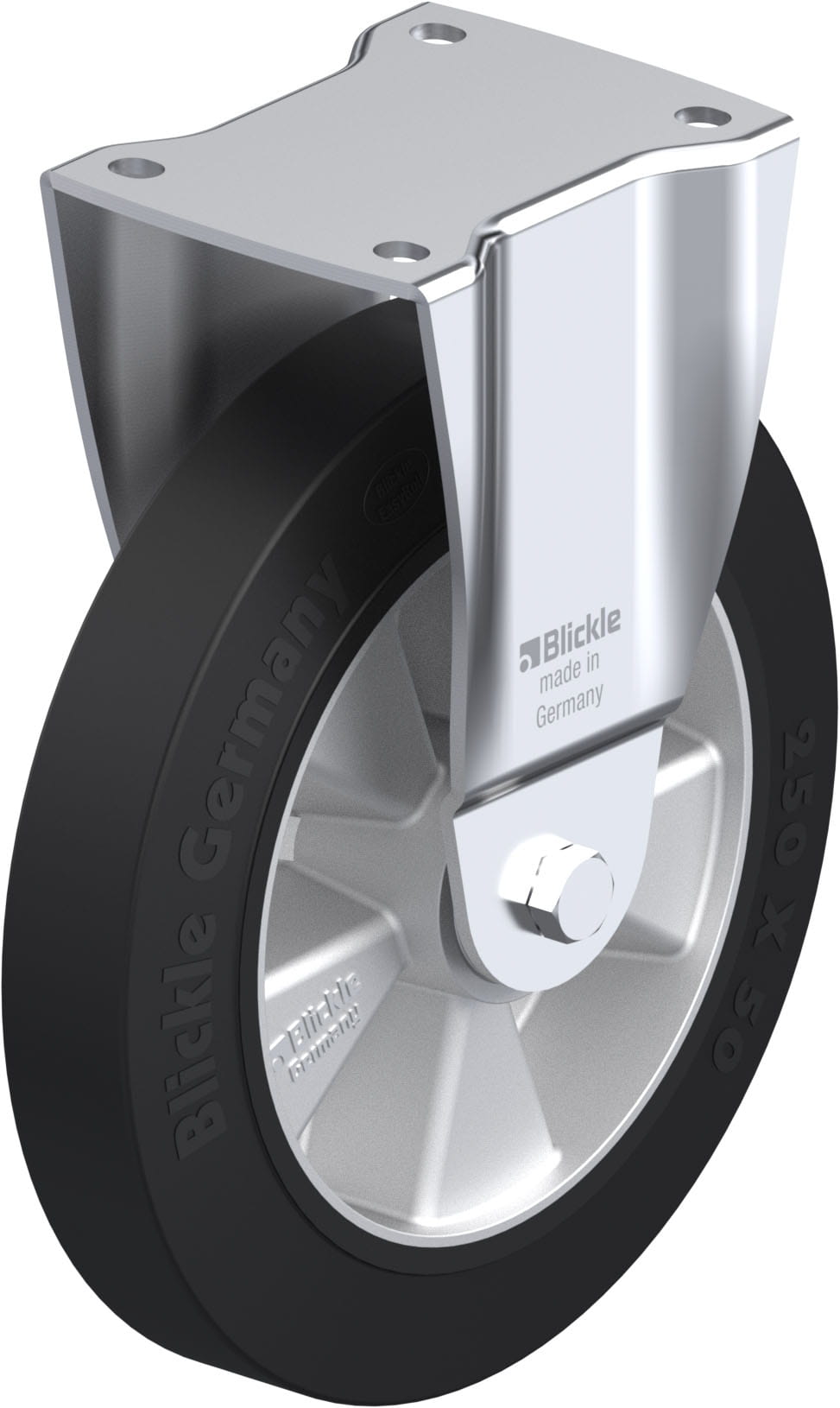 Bockrolle BH-ALEV 250K, Ø 250 mm, max. 650 kg, Aluminium-Druckguss