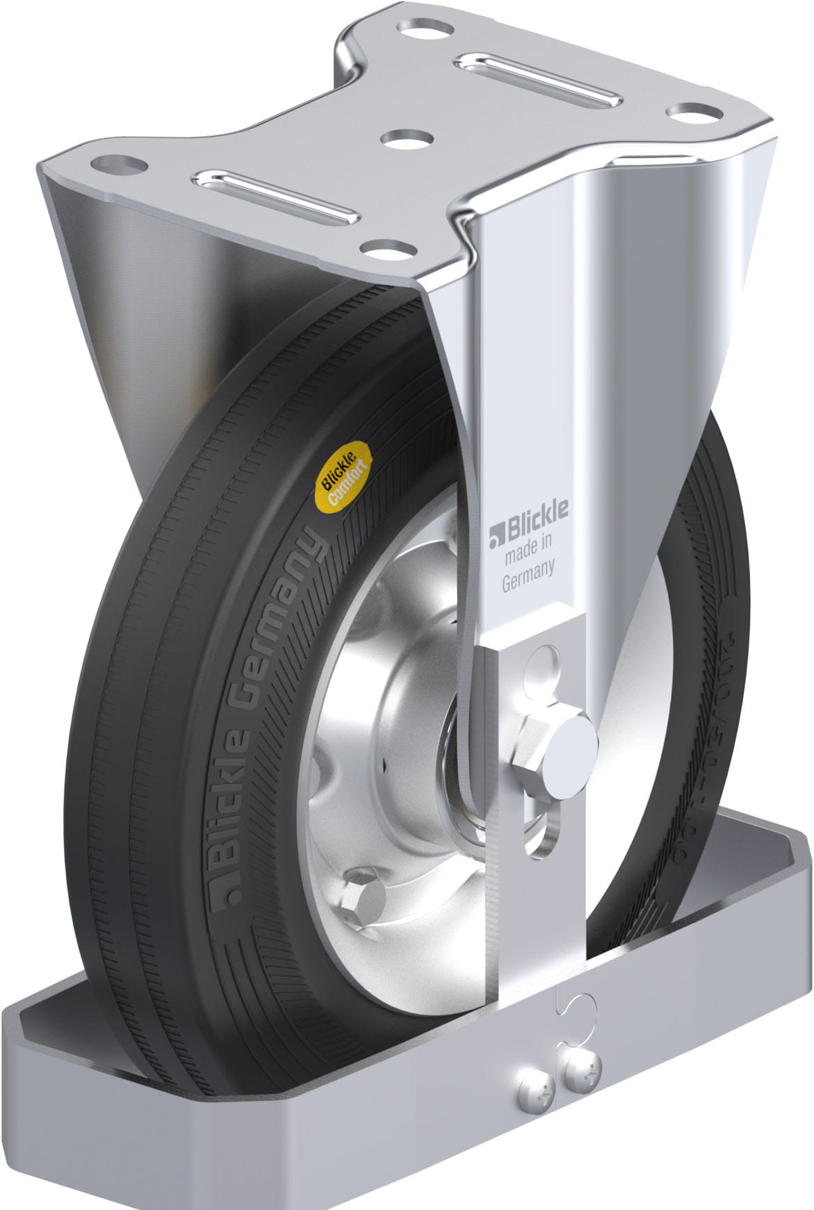 Bockrolle B-RD 200K-FS, Ø 200 mm, max. 350 kg, Stahlblech