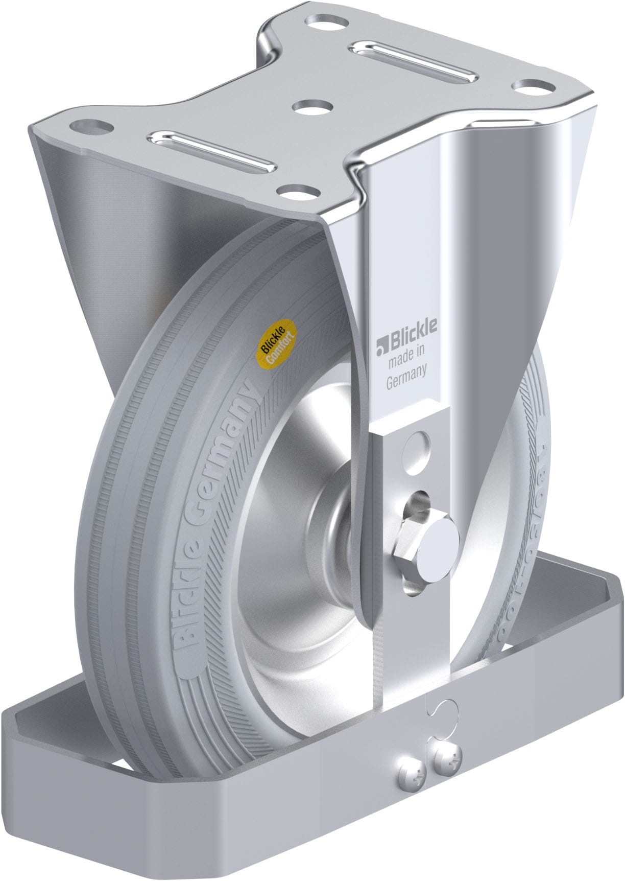 Bockrolle B-RD 182R-VLI-FS, Ø 180 mm, max. 300 kg, Stahlblech