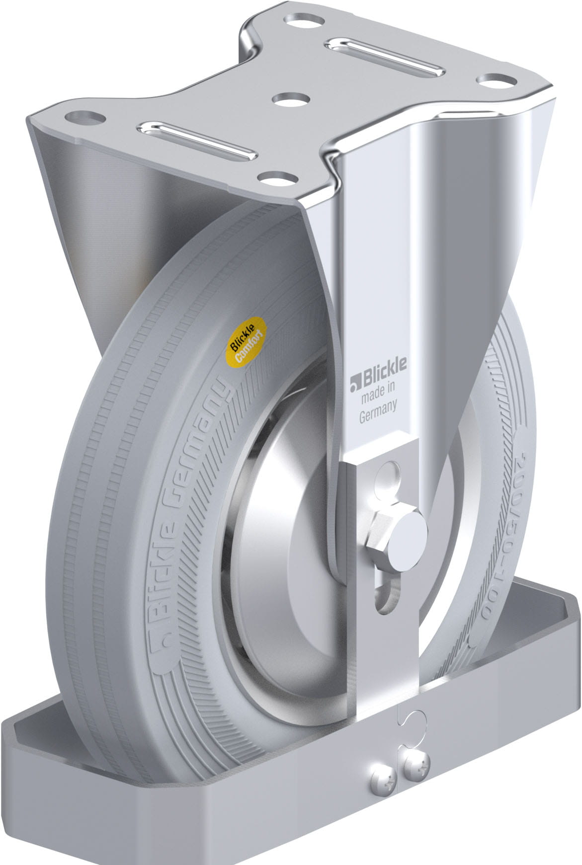 Bockrolle B-RD 200K-VLI-FA-FS, Ø 200 mm, max. 350 kg, Stahlblech