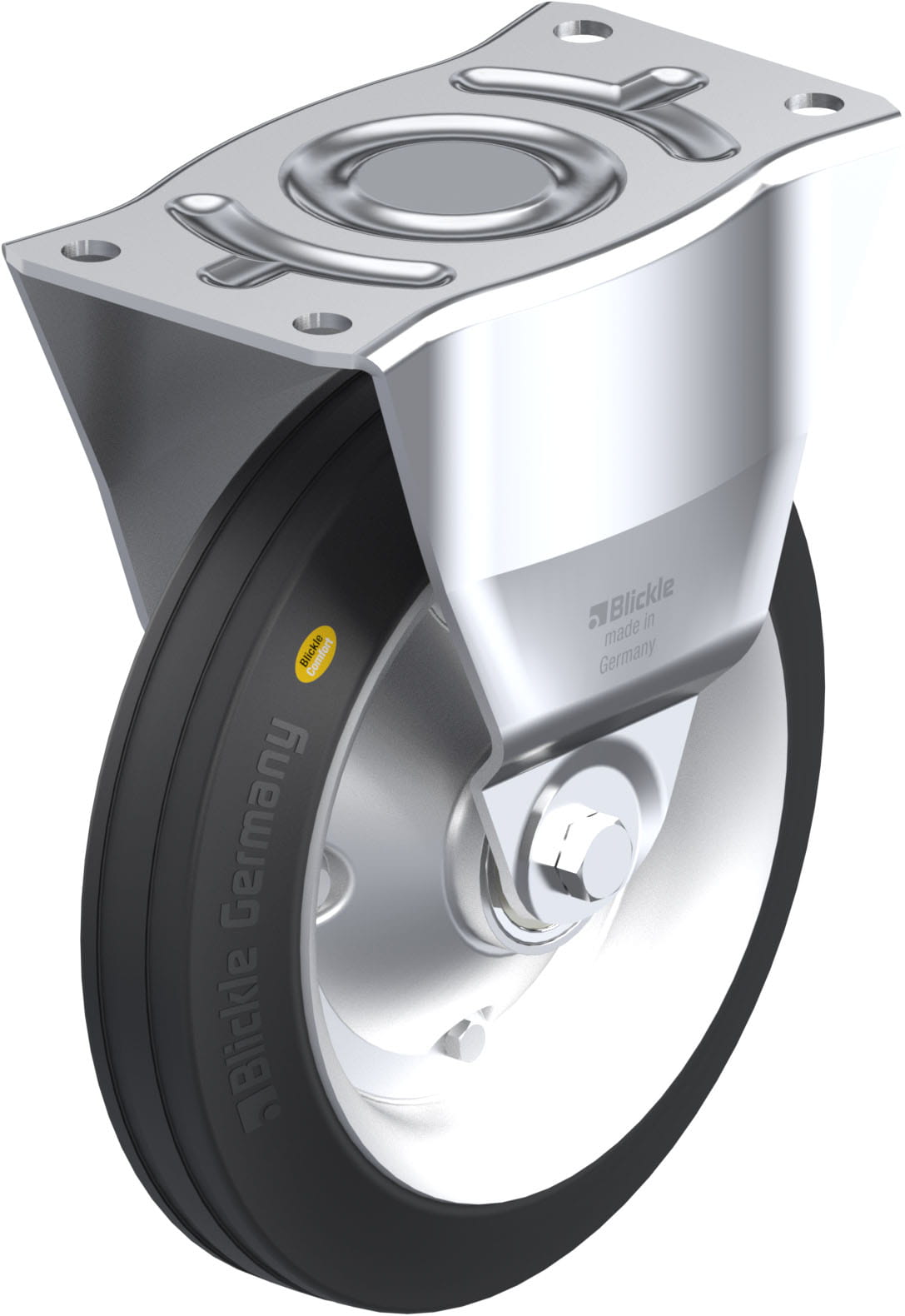 Bockrolle B-RD 250K, Ø 250 mm, max. 450 kg, Stahlblech