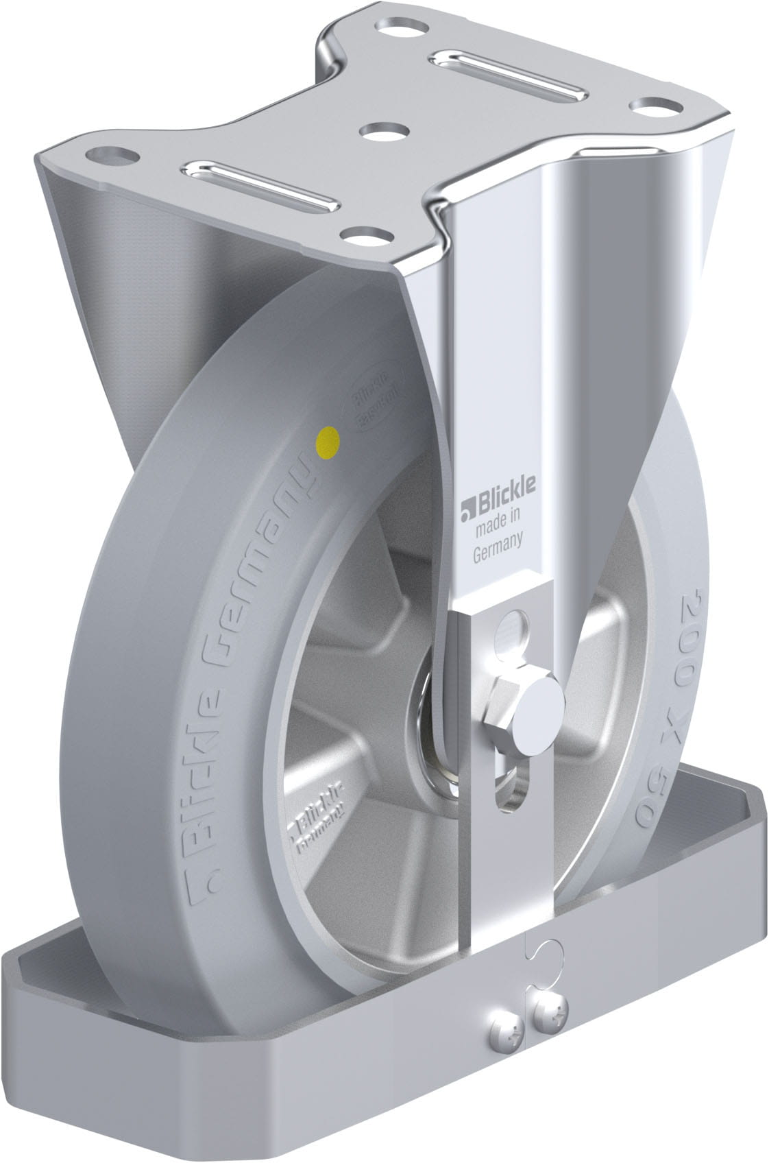 Bockrolle B-ALEV 200K-SG-AS-FS, Ø 200 mm, max. 400 kg, Aluminium-Druckguss