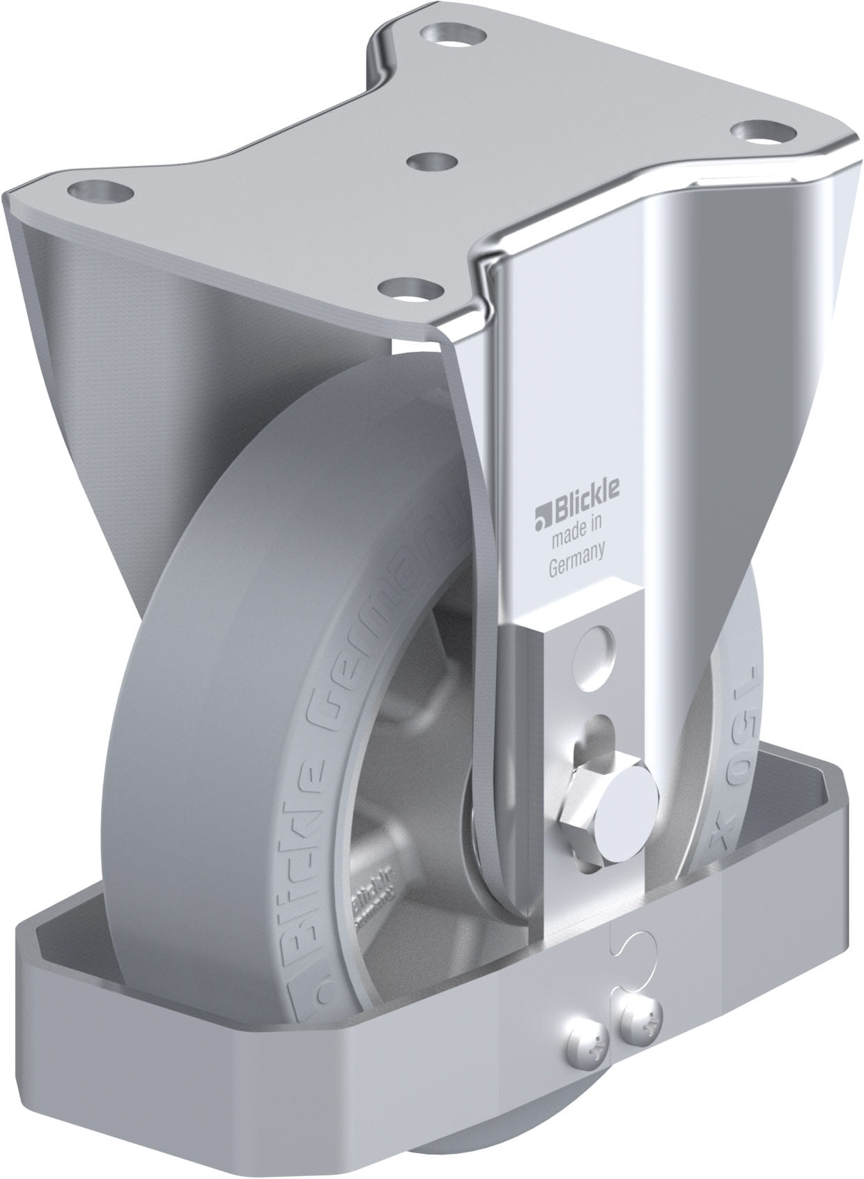 Bockrolle BH-ALEV 150K-SG-FS, Ø 150 mm, max. 400 kg, Aluminium-Druckguss