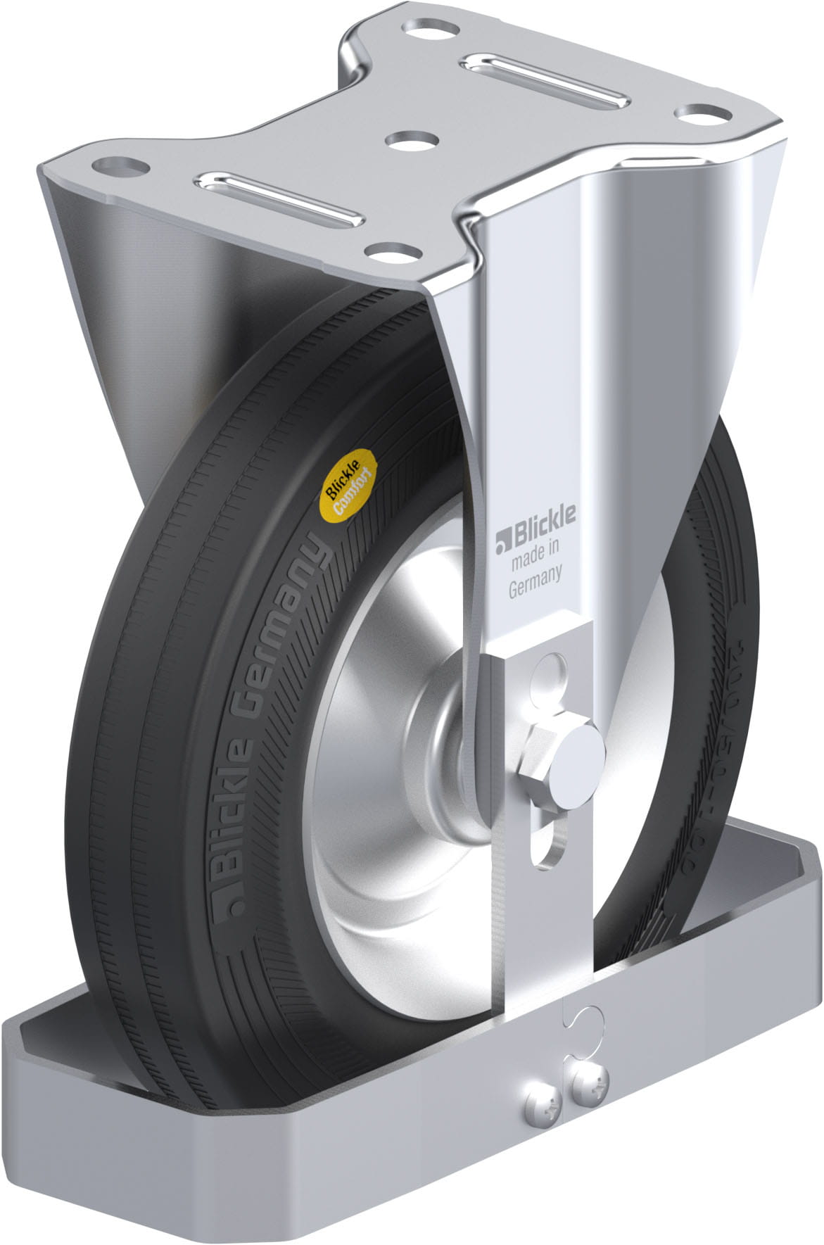 Bockrolle B-RD 202R-FS, Ø 200 mm, max. 350 kg, Stahlblech