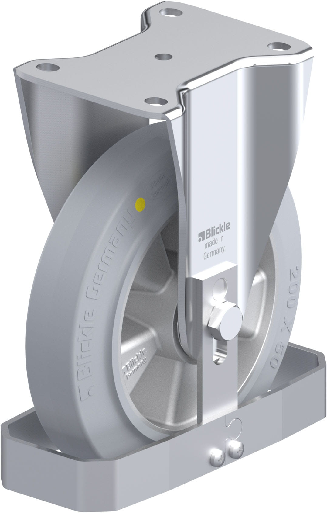 Bockrolle BH-ALEV 200K-SG-AS-FS, Ø 200 mm, max. 450 kg, Aluminium-Druckguss