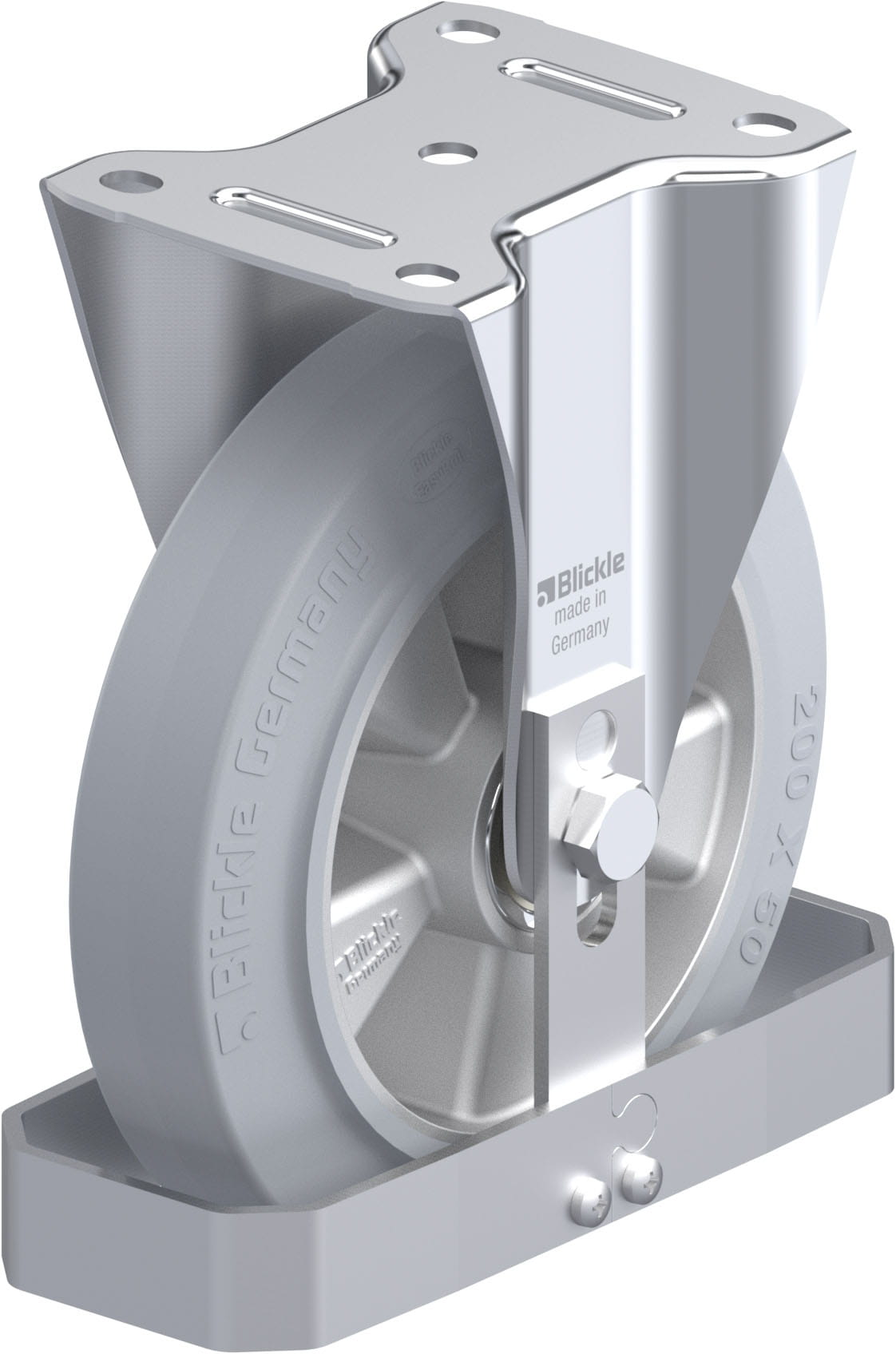 Bockrolle B-ALEV 200K-SG-FS, Ø 200 mm, max. 400 kg, Aluminium-Druckguss