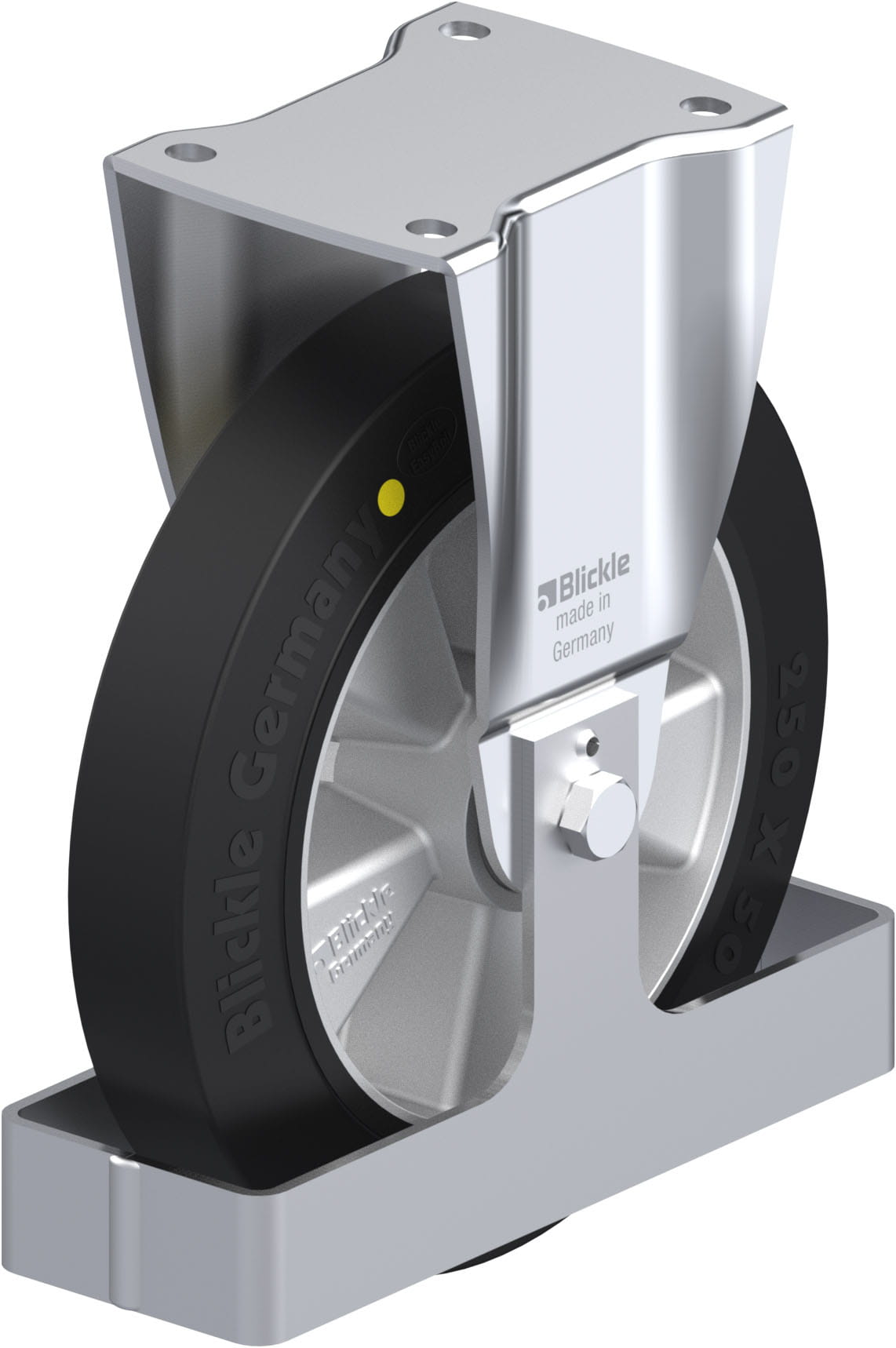 Bockrolle BH-ALEV 250K-EL-FS, Ø 250 mm, max. 650 kg, Aluminium-Druckguss