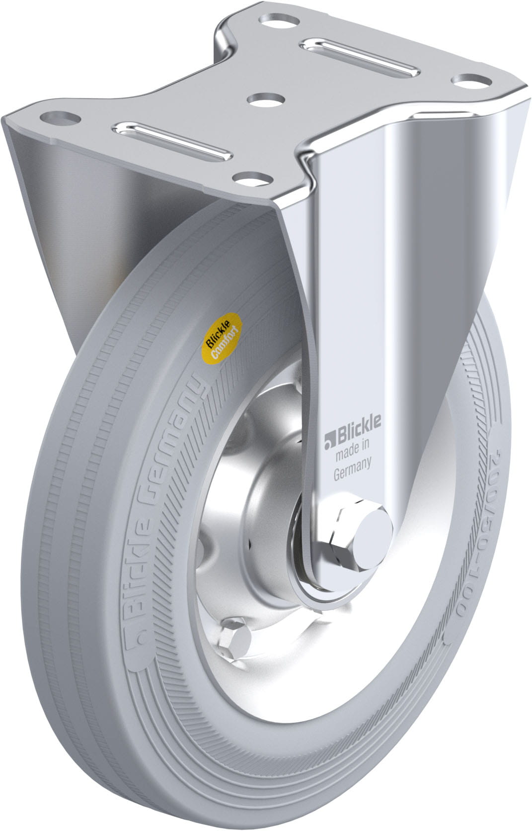 Bockrolle B-RD 200K-VLI, Ø 200 mm, max. 350 kg, Stahlblech