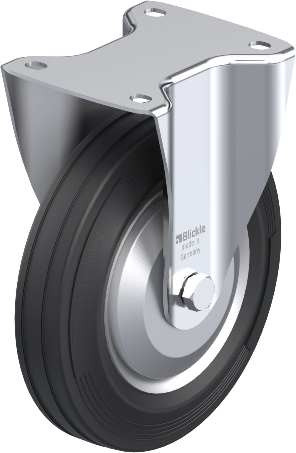 Bockrolle B-VE 200R-FA, Ø 200 mm, max. 205 kg, Stahlblech