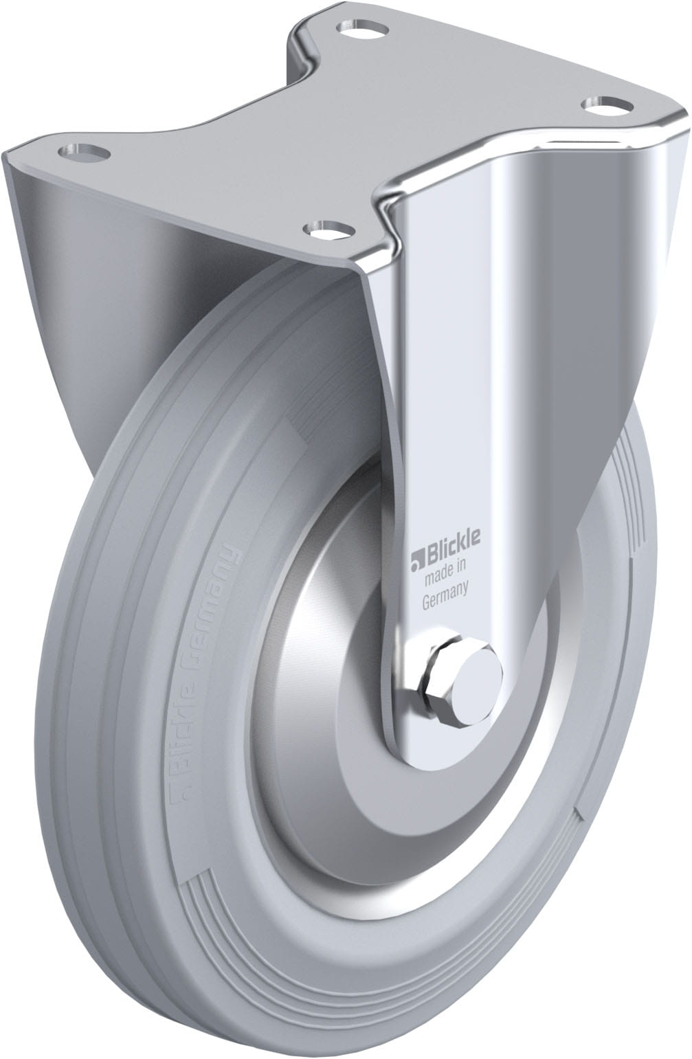 Bockrolle B-VE 200R-SG-FA, Ø 200 mm, max. 205 kg, Stahlblech