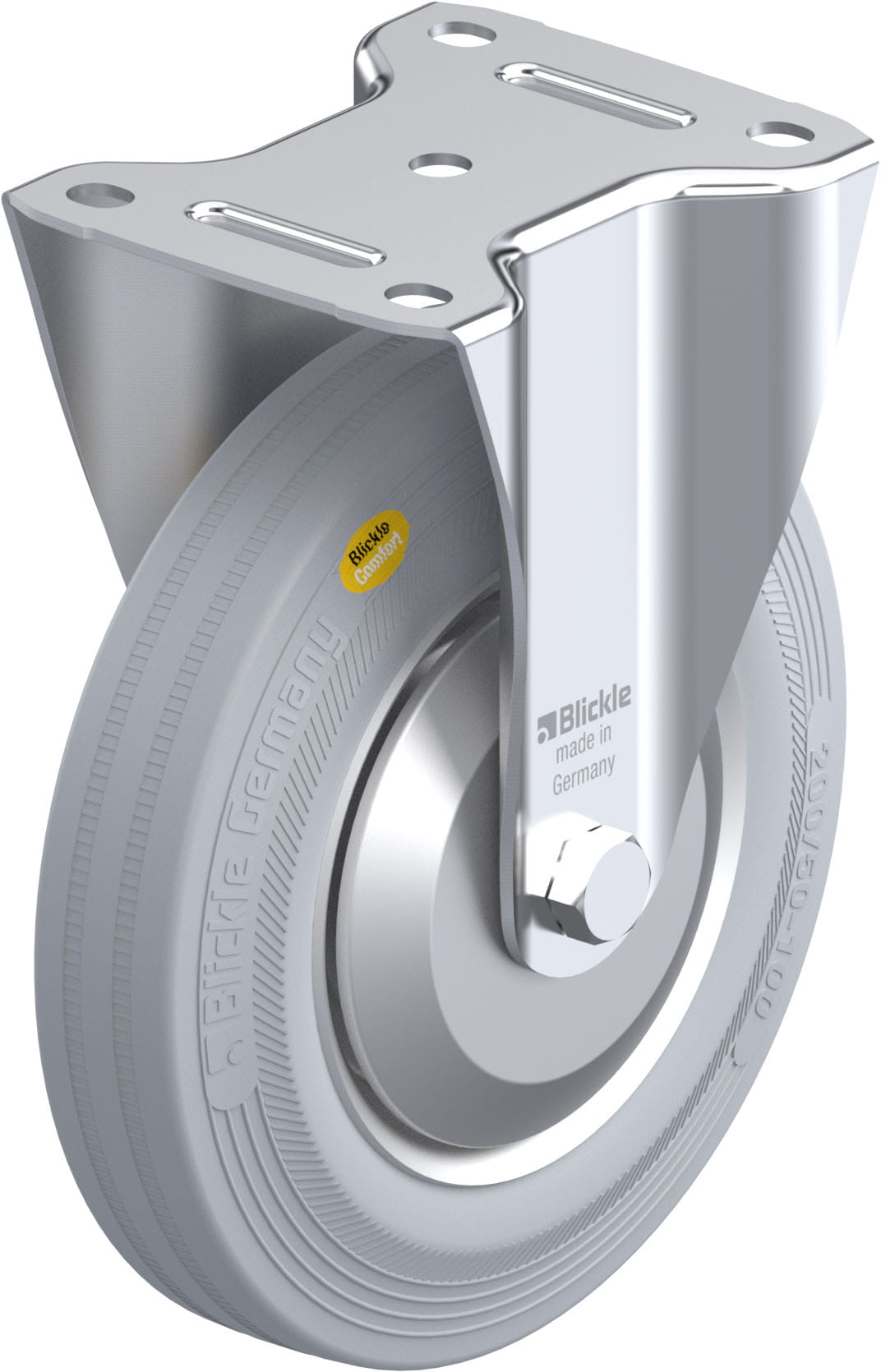 Bockrolle B-RD 202R-VLI-FA, Ø 200 mm, max. 350 kg, Stahlblech