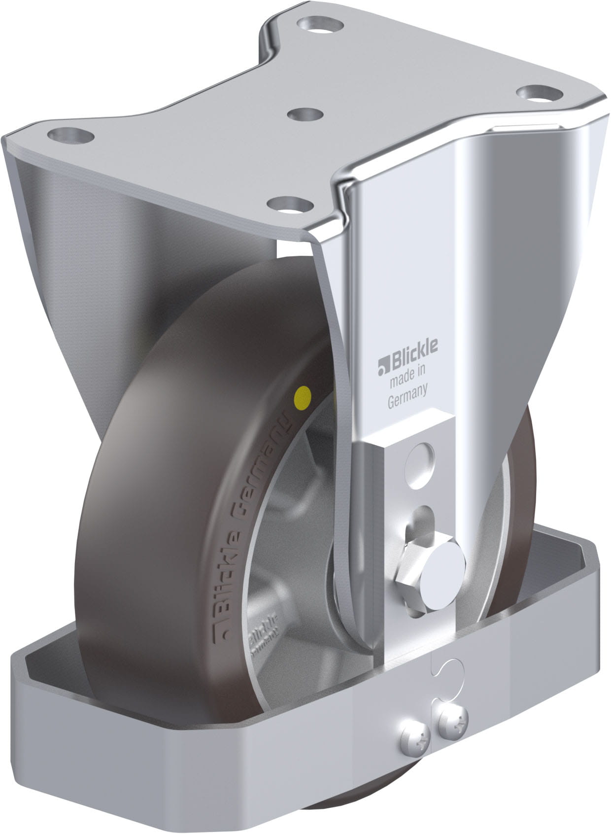 Bockrolle BH-ALST 150K-AS-FS, Ø 150 mm, max. 500 kg, Aluminium-Druckguss