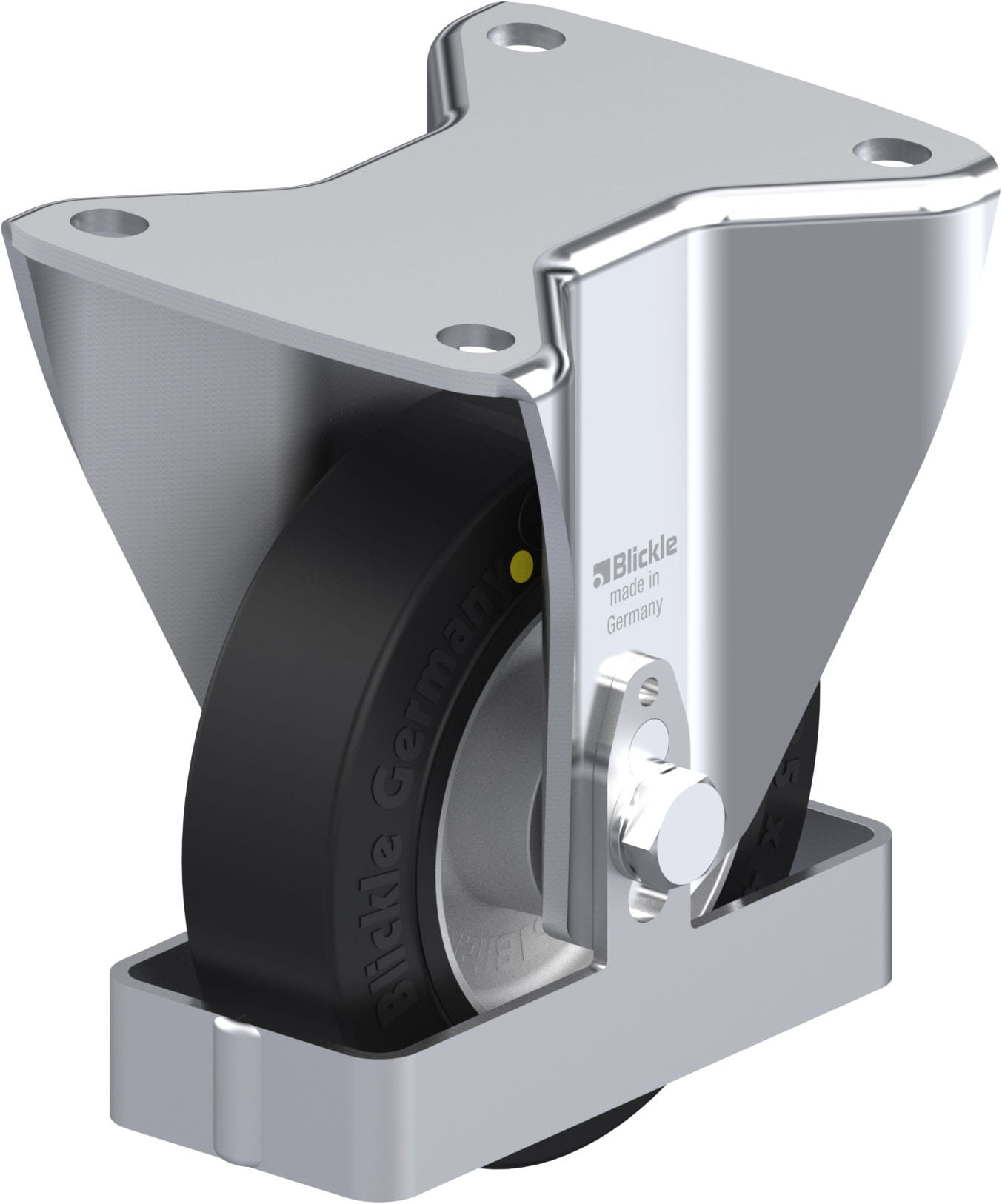 Bockrolle BH-ALEV 125K-3-EL-FS, Ø 125 mm, max. 250 kg, Aluminium-Druckguss