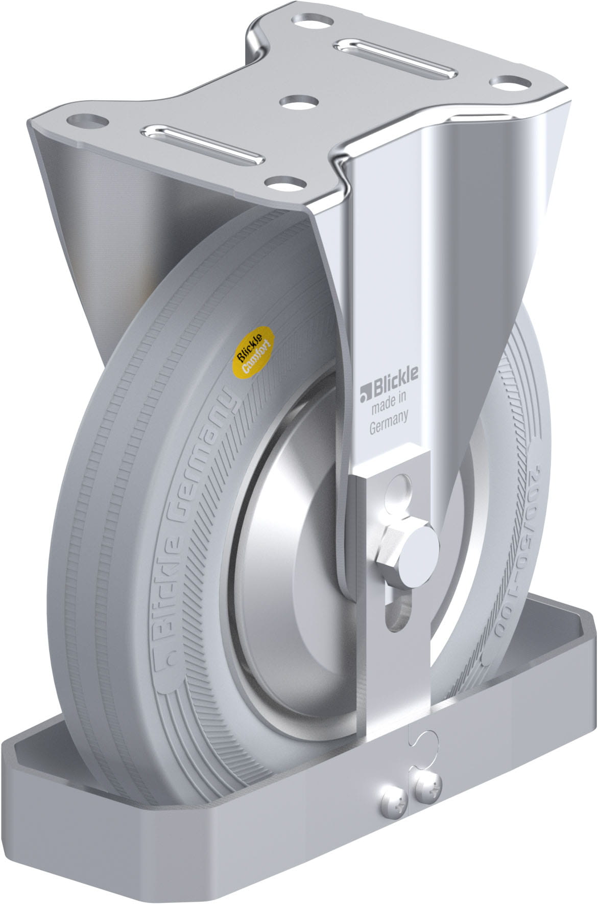 Bockrolle B-RD 202R-VLI-FA-FS, Ø 200 mm, max. 350 kg, Stahlblech